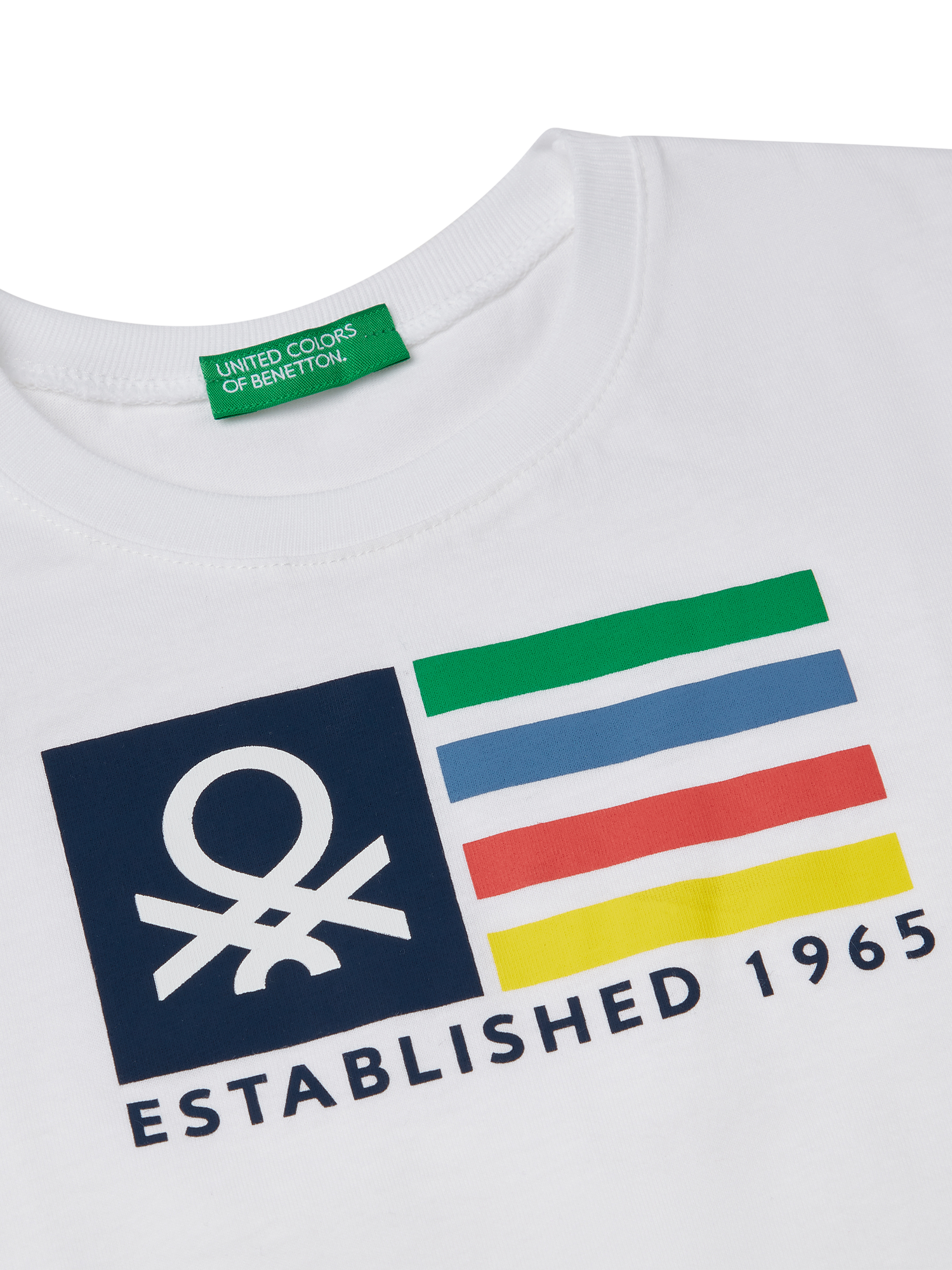 Product image 3 of 3, which shows Benetton Kids' Cotton Logo Short Sleeve T-Shirt, Optical White, 3-4 years
