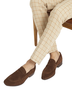 Jones Bootmaker Russell Suede Penny Loafers - view 2, Brown