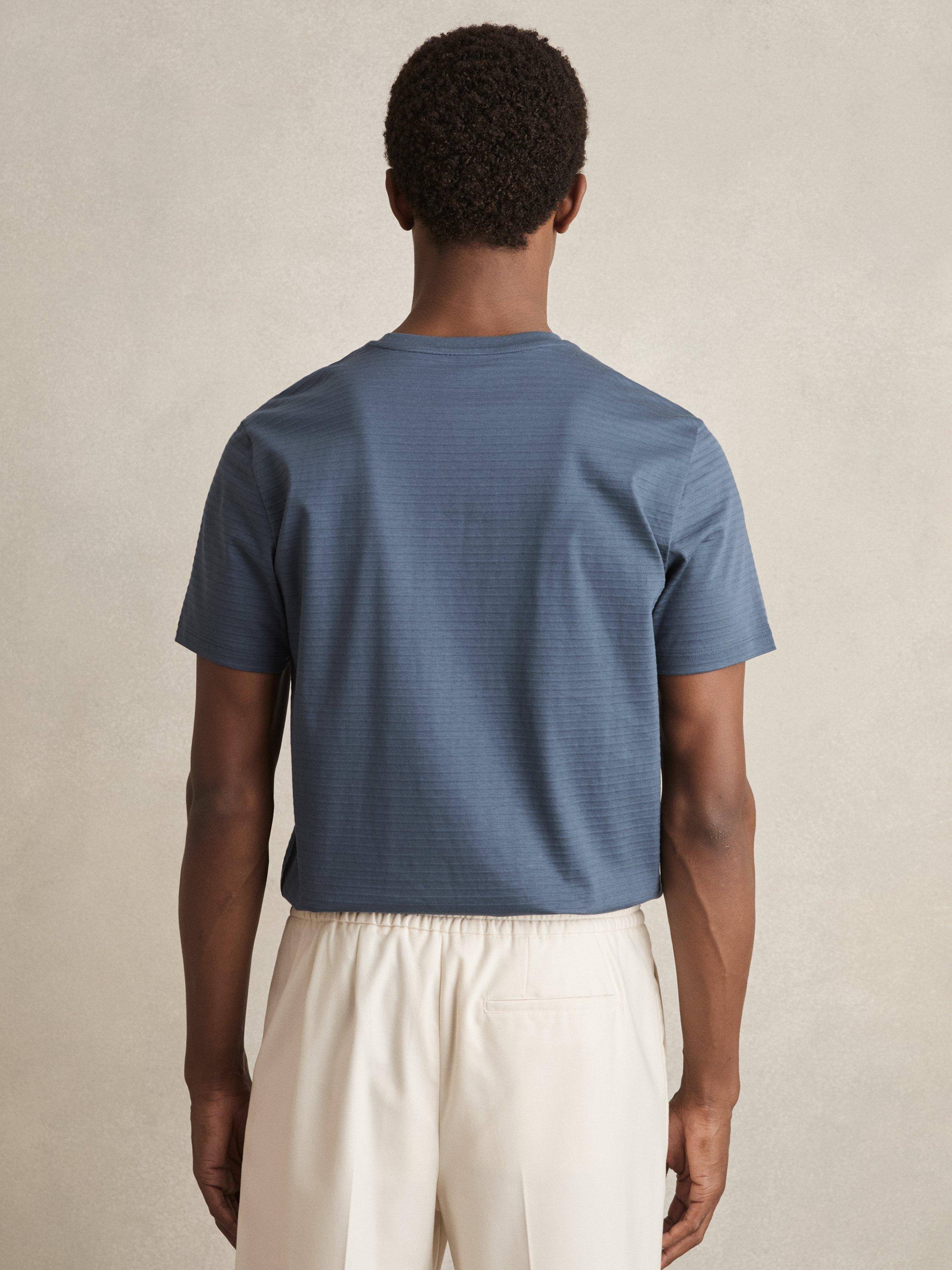 Product image 2 of 5, which shows Reiss Leo Cotton Regular Fit Short Sleeve T-Shirt, Airforce Blue, XS