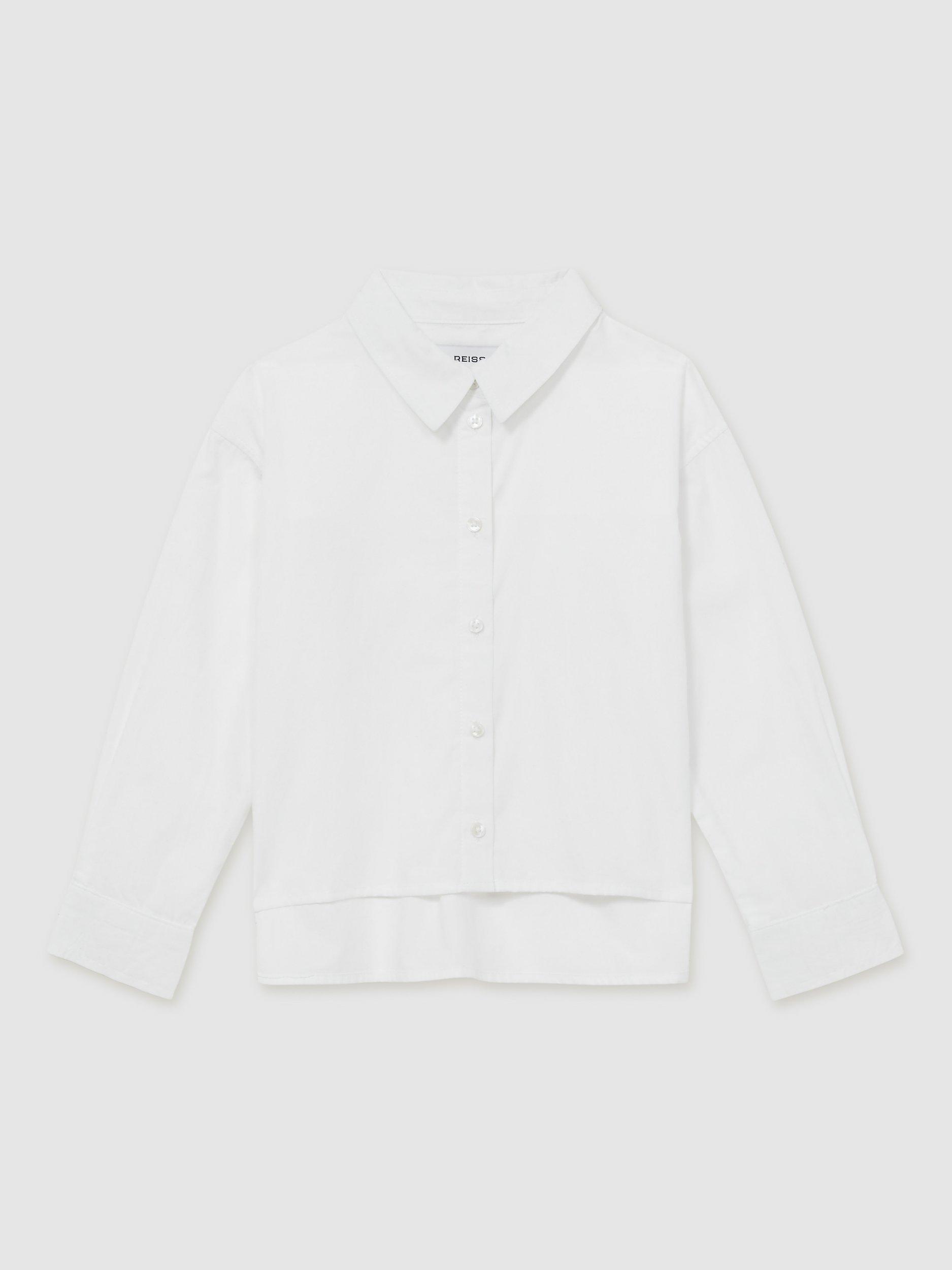 Product image 1 of 4, which shows Reiss Kids' Kiari Cotton Shirt, White, 9-10 years