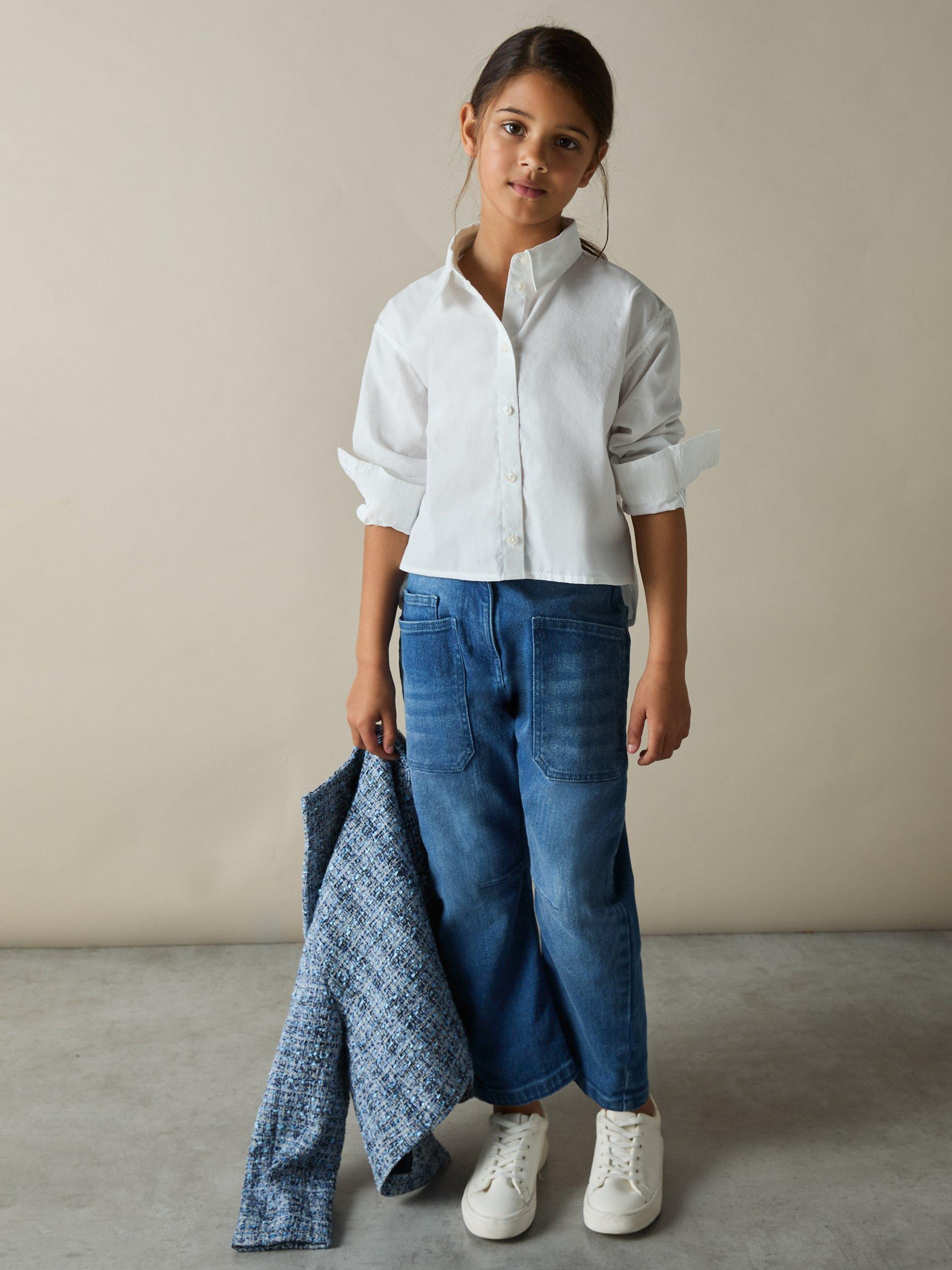 Product image 2 of 4, which shows Reiss Kids' Kiari Cotton Shirt, White, 9-10 years