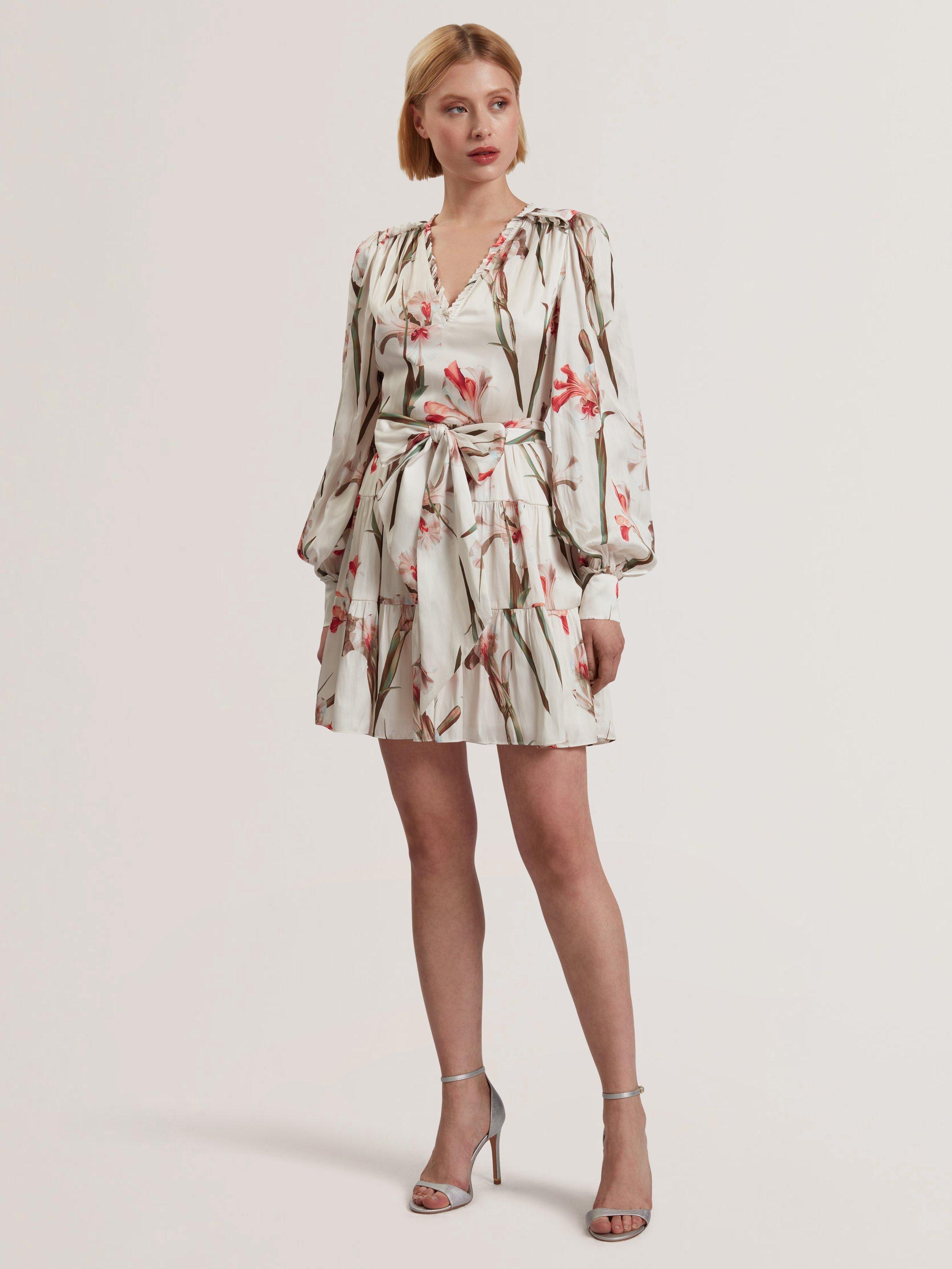 Product image 1 of 3, which shows Ted Baker Cuiaba Satin Floral Flippy Mini Dress, Multi, 8