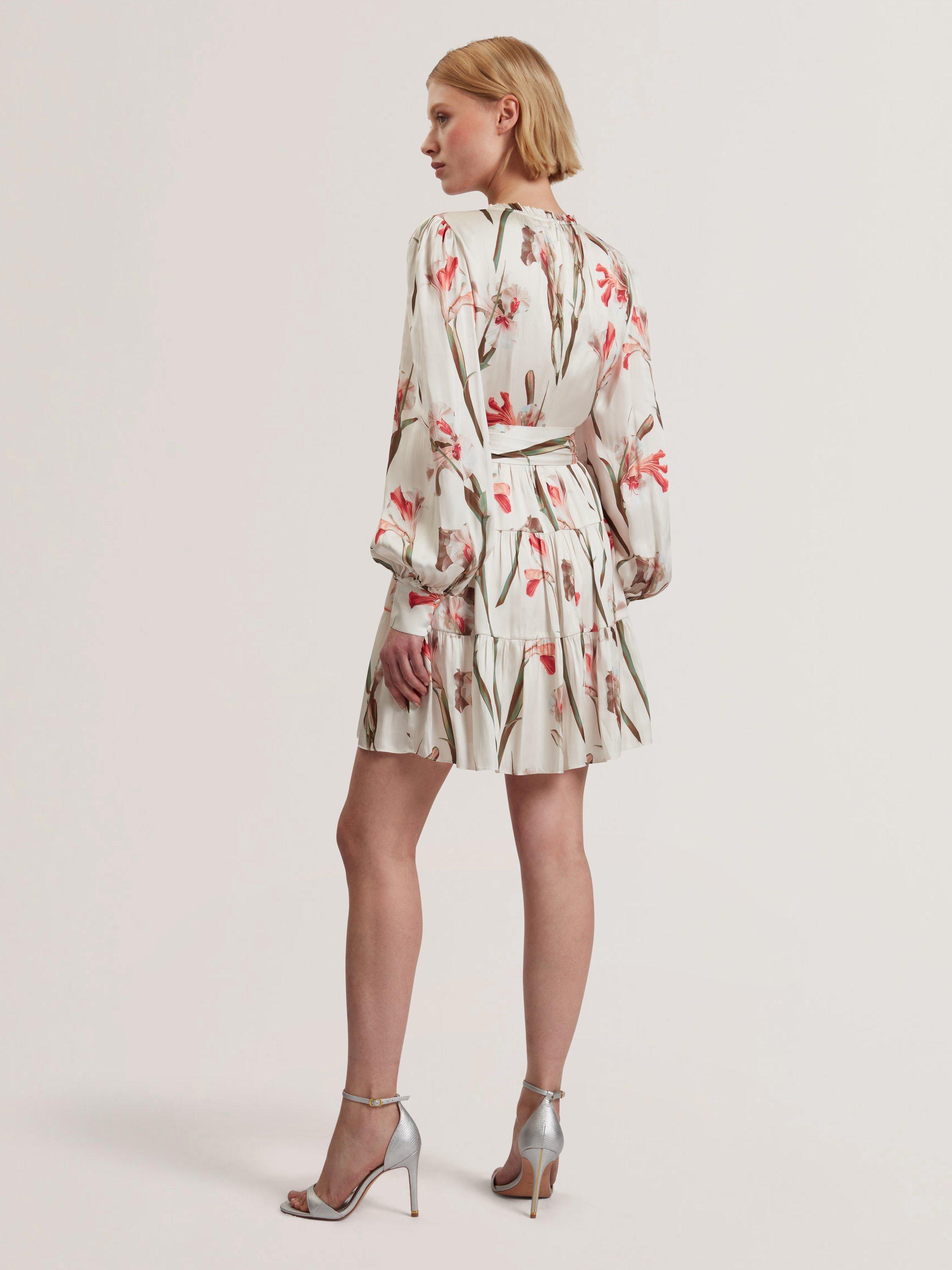 Product image 2 of 3, which shows Ted Baker Cuiaba Satin Floral Flippy Mini Dress, Multi, 8