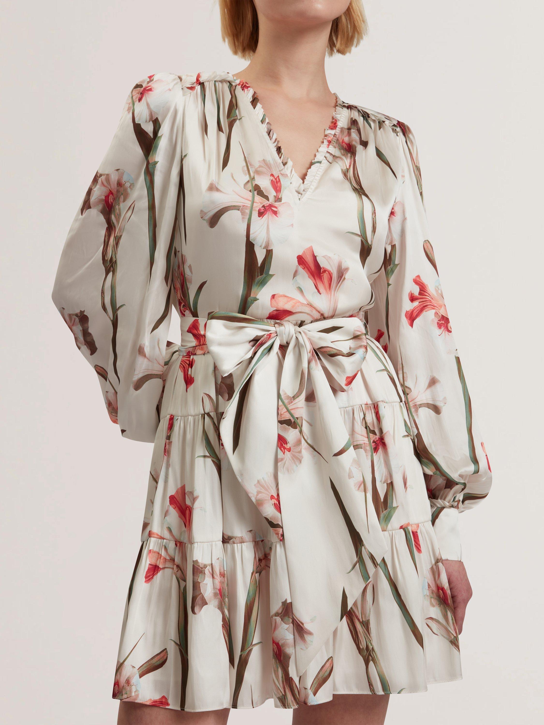 Product image 3 of 3, which shows Ted Baker Cuiaba Satin Floral Flippy Mini Dress, Multi, 8