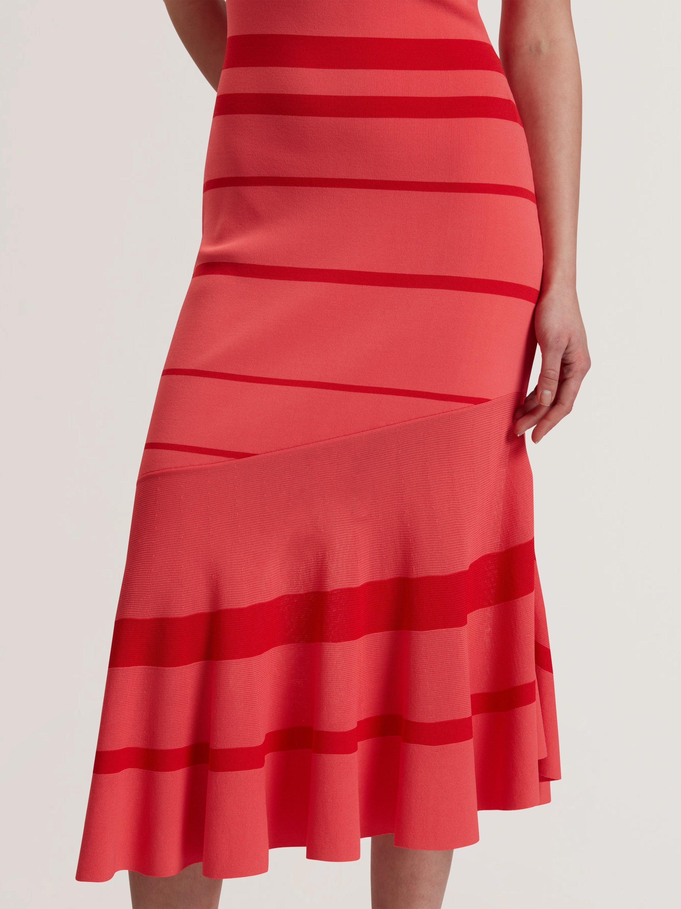 Product image 3 of 5, which shows Ted Baker Tilleea Square Neck Stripe Knit Midi Dress, Orange/Red, 6