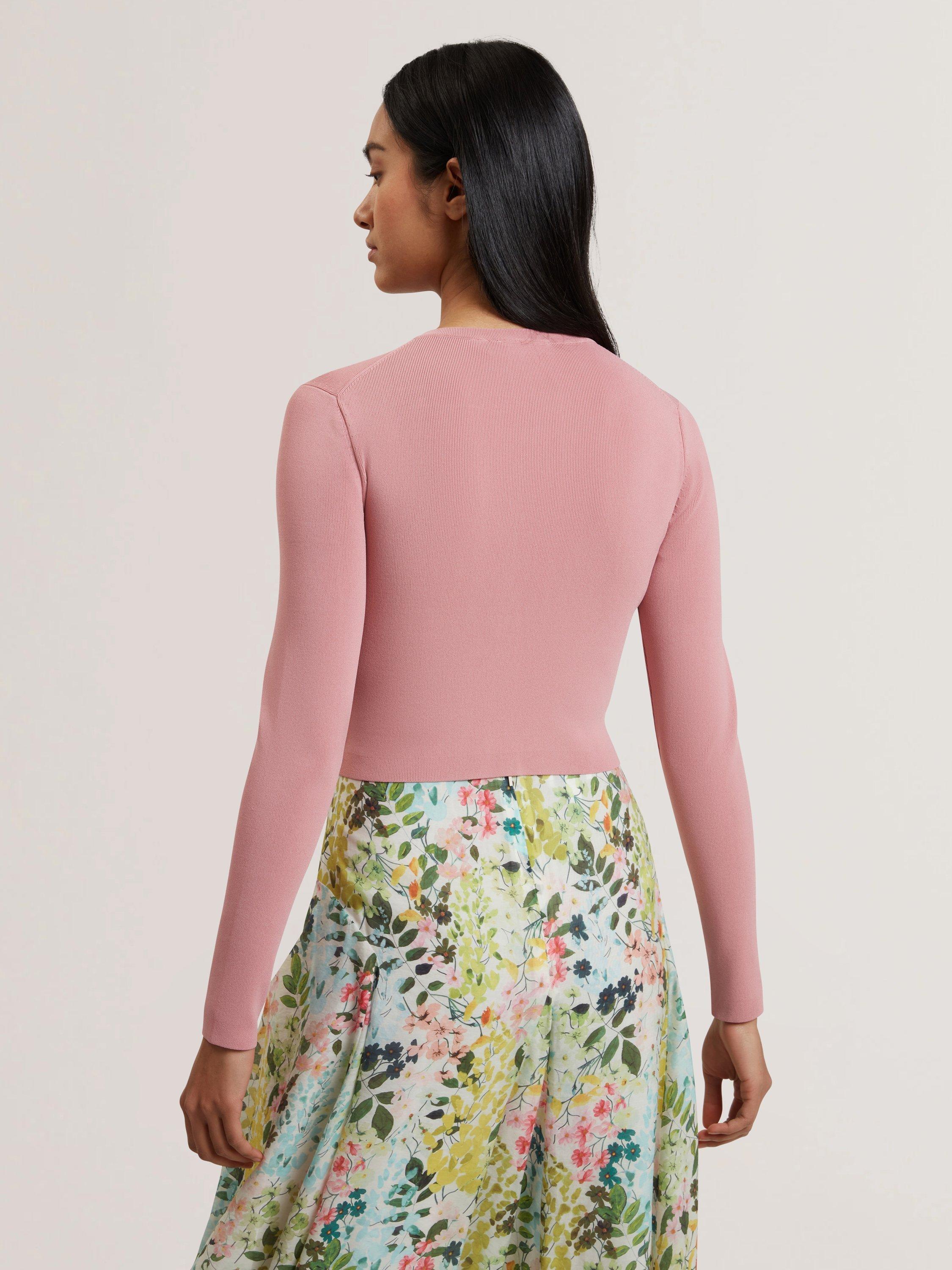 Product image 2 of 5, which shows Ted Baker Emoriyy Cropped Knit Cardigan, Pink, 10