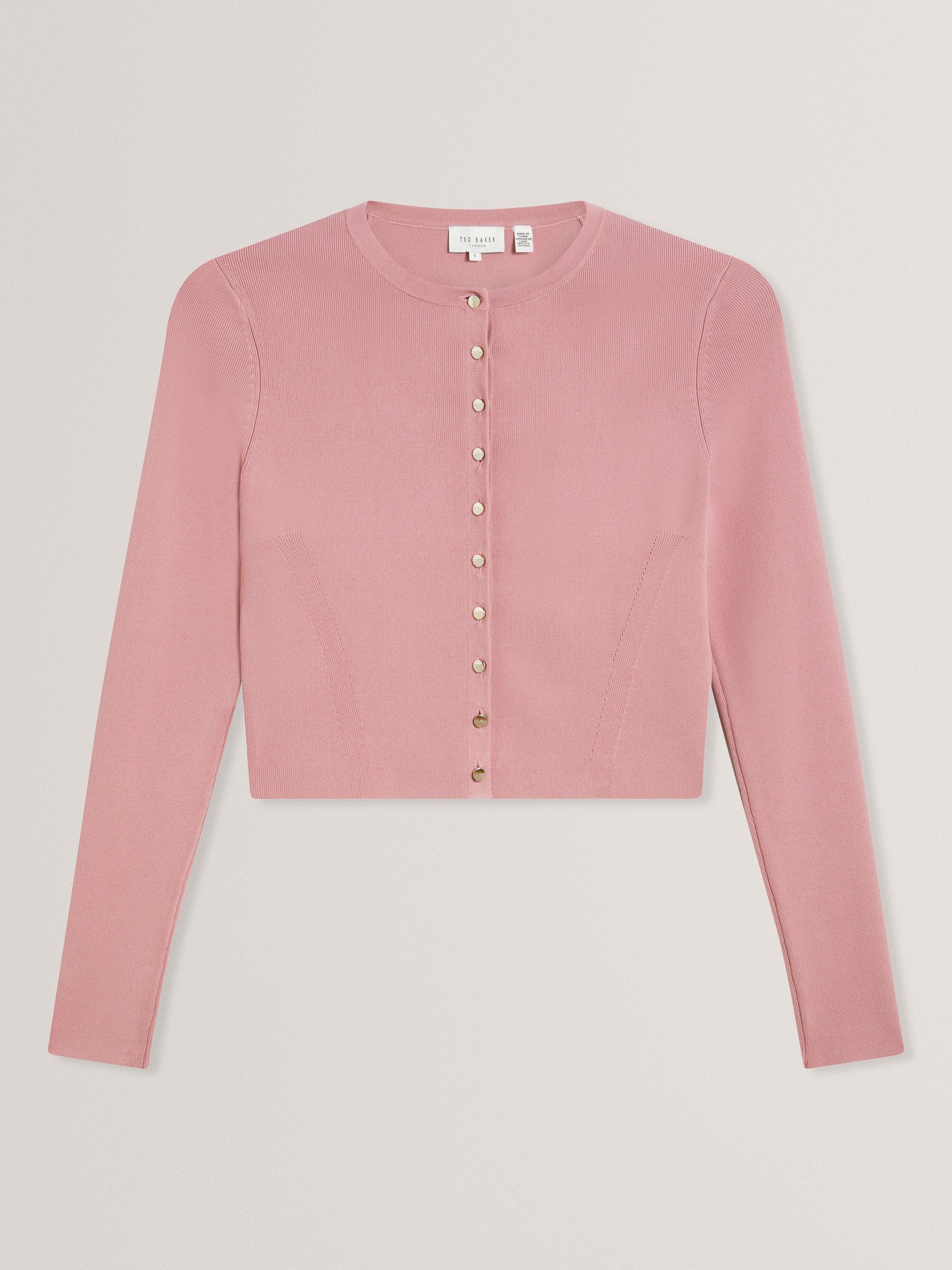 Product image 5 of 5, which shows Ted Baker Emoriyy Cropped Knit Cardigan, Pink, 10