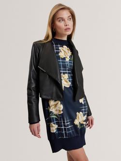 Ted Baker Riyoze Cropped Wrap Leather Jacket, Black - view 2, Black