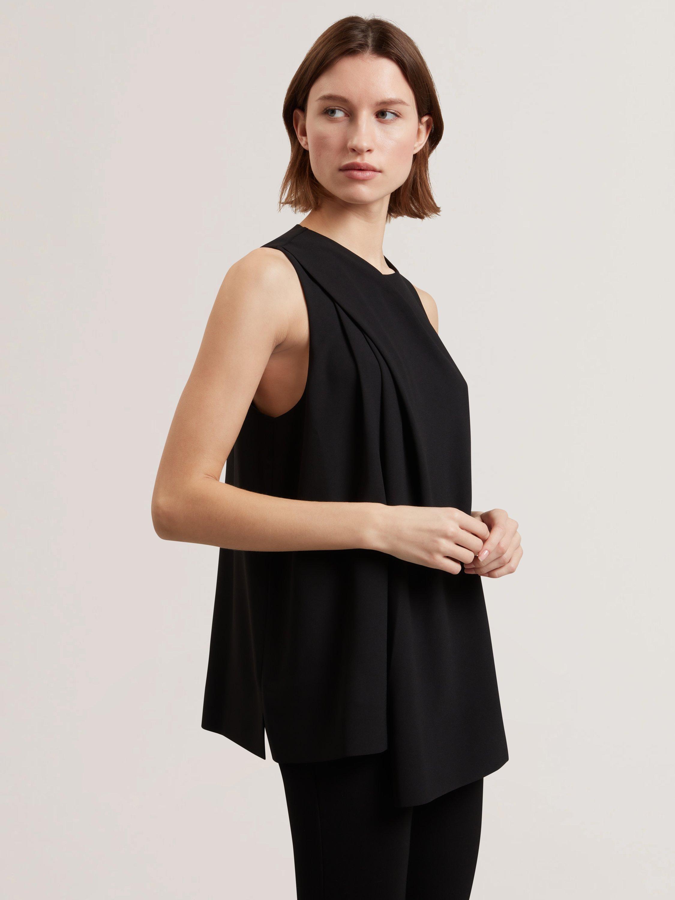 Product image 1 of 6, which shows Ted Baker Icana Drape Detail Sleeveless Top, Black, 6
