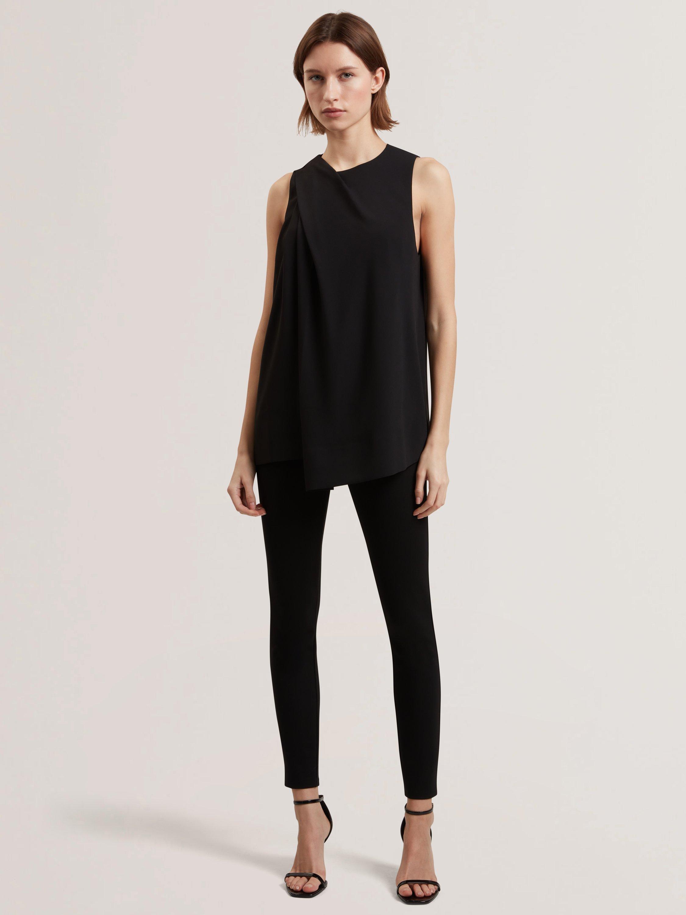 Product image 3 of 6, which shows Ted Baker Icana Drape Detail Sleeveless Top, Black, 6