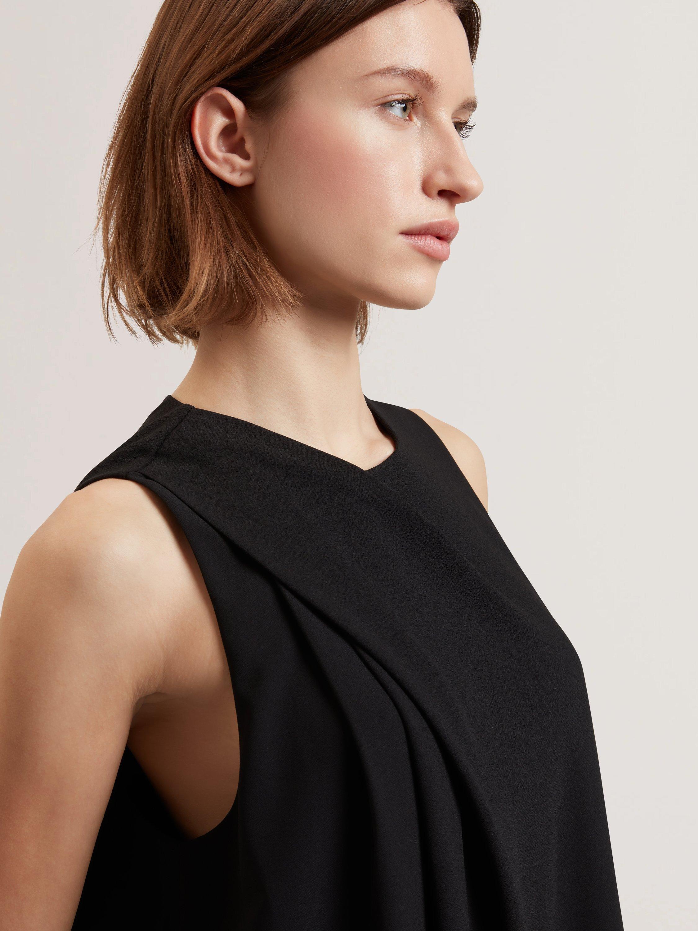 Product image 4 of 6, which shows Ted Baker Icana Drape Detail Sleeveless Top, Black, 6