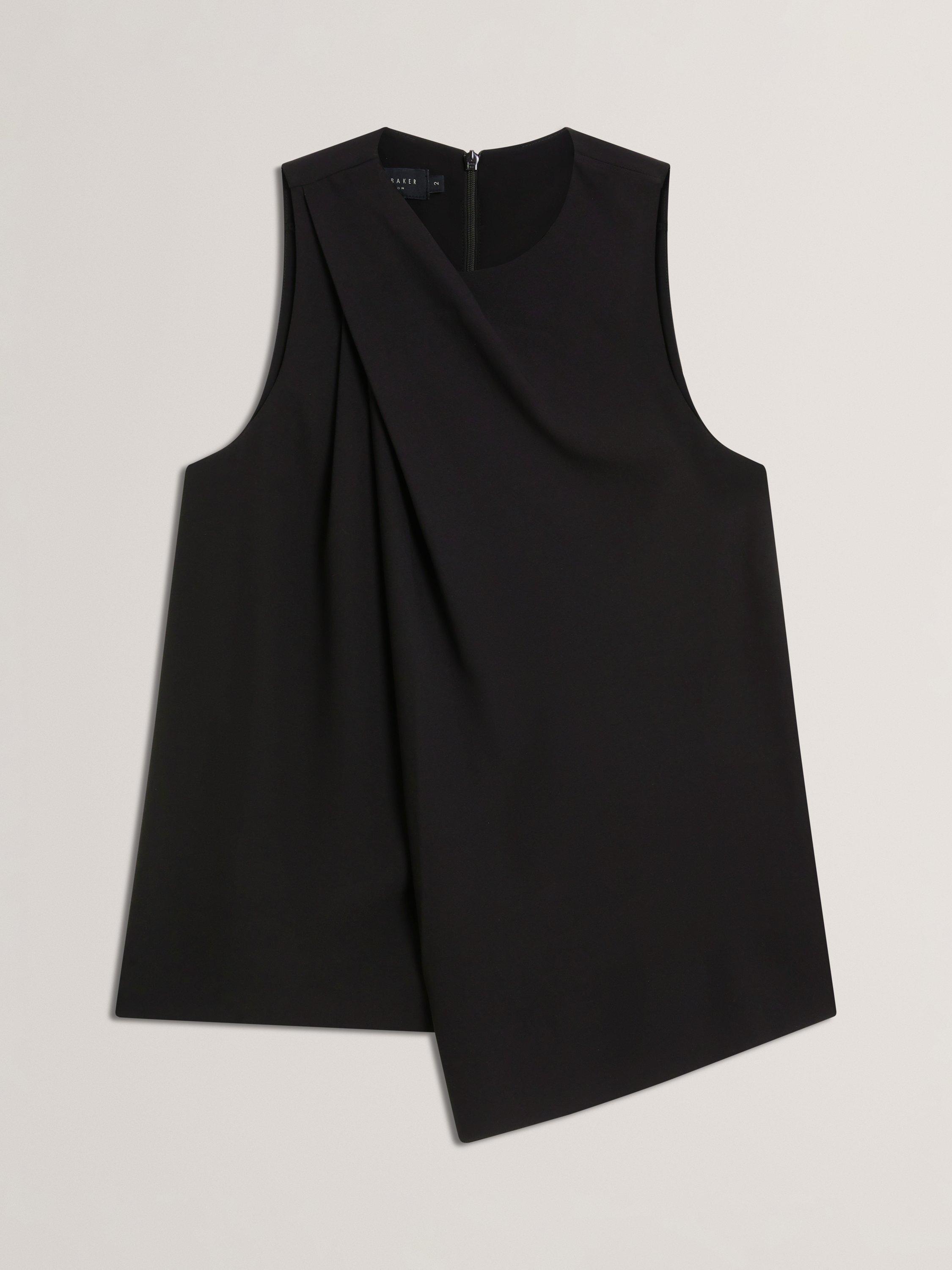 Product image 6 of 6, which shows Ted Baker Icana Drape Detail Sleeveless Top, Black, 6