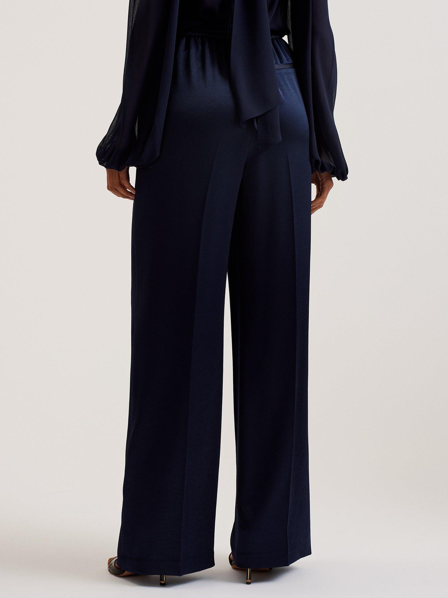 Product image 2 of 6, which shows Ted Baker Satin Wide Leg Joggers, Navy, 6