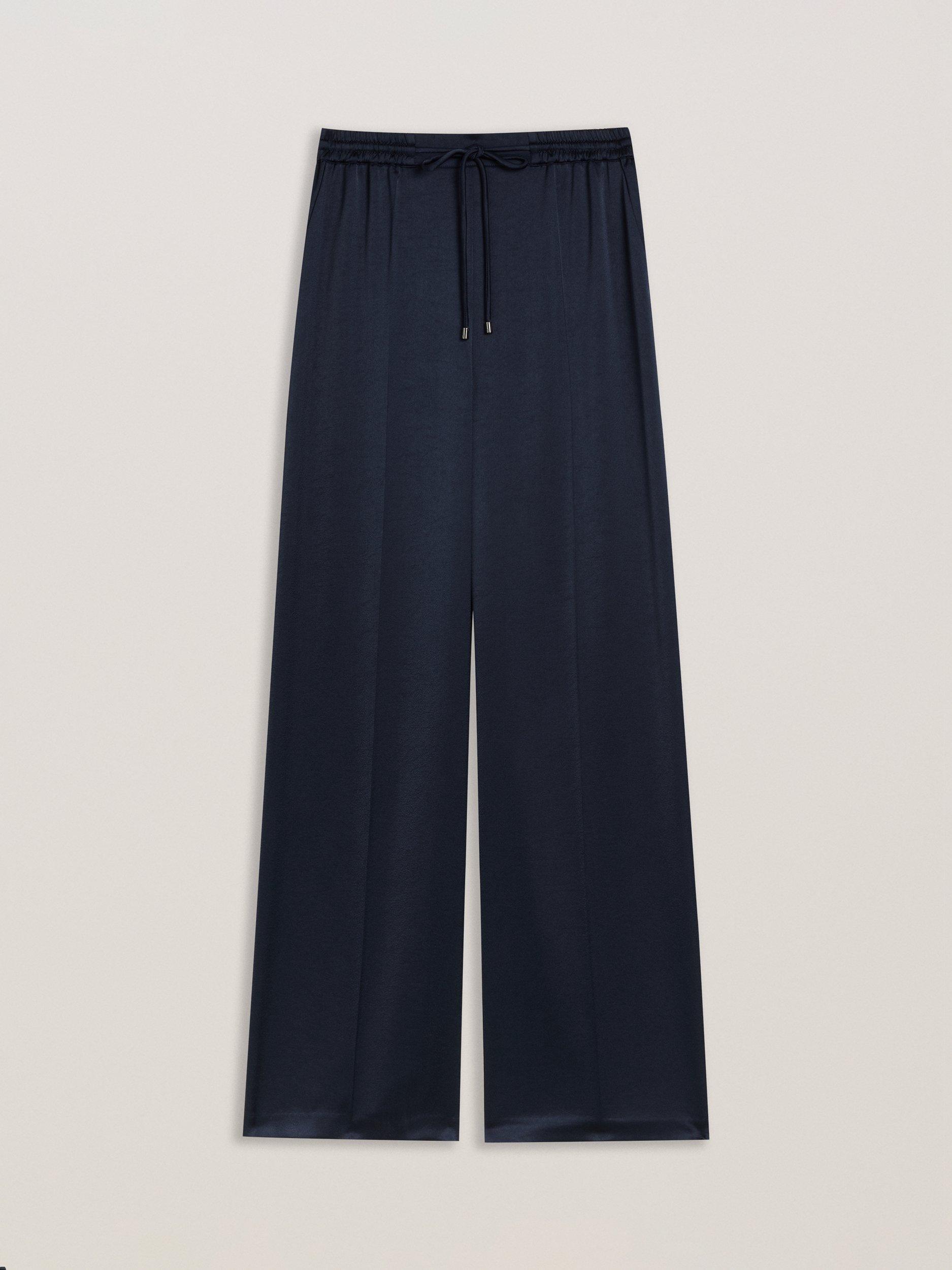 Product image 6 of 6, which shows Ted Baker Satin Wide Leg Joggers, Navy, 6
