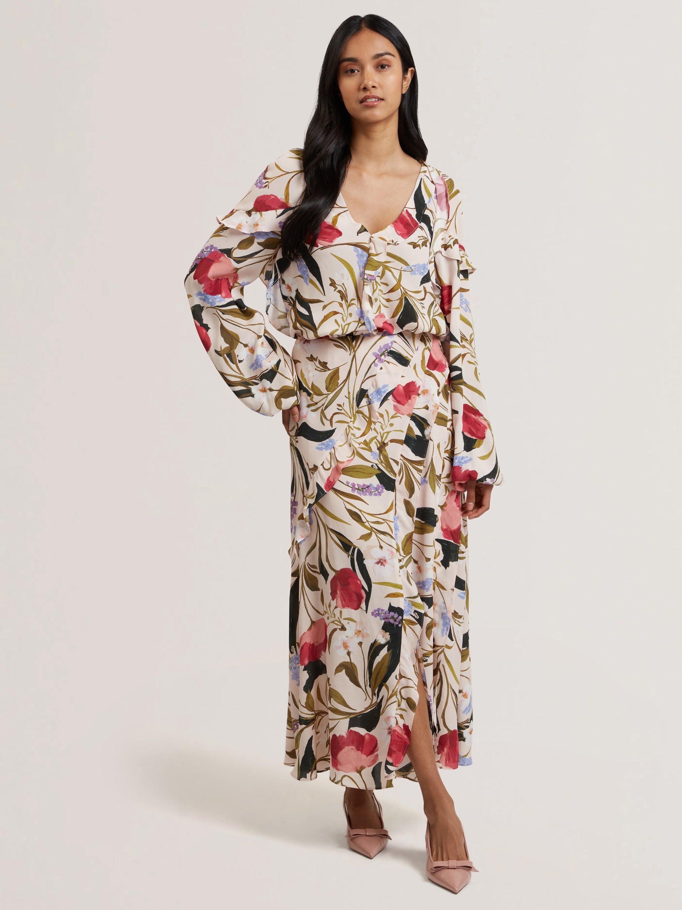 Product image 4 of 6, which shows Ted Baker Minasa Floral Frill Detail Top, Multi, 6