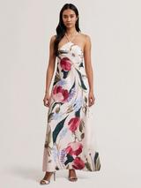 ★Ted Baker AJIMA フローラルホルターフレア 上質マキシ★ Ted Baker Ajima Flower Bias Cut Maxi Dress, Coral