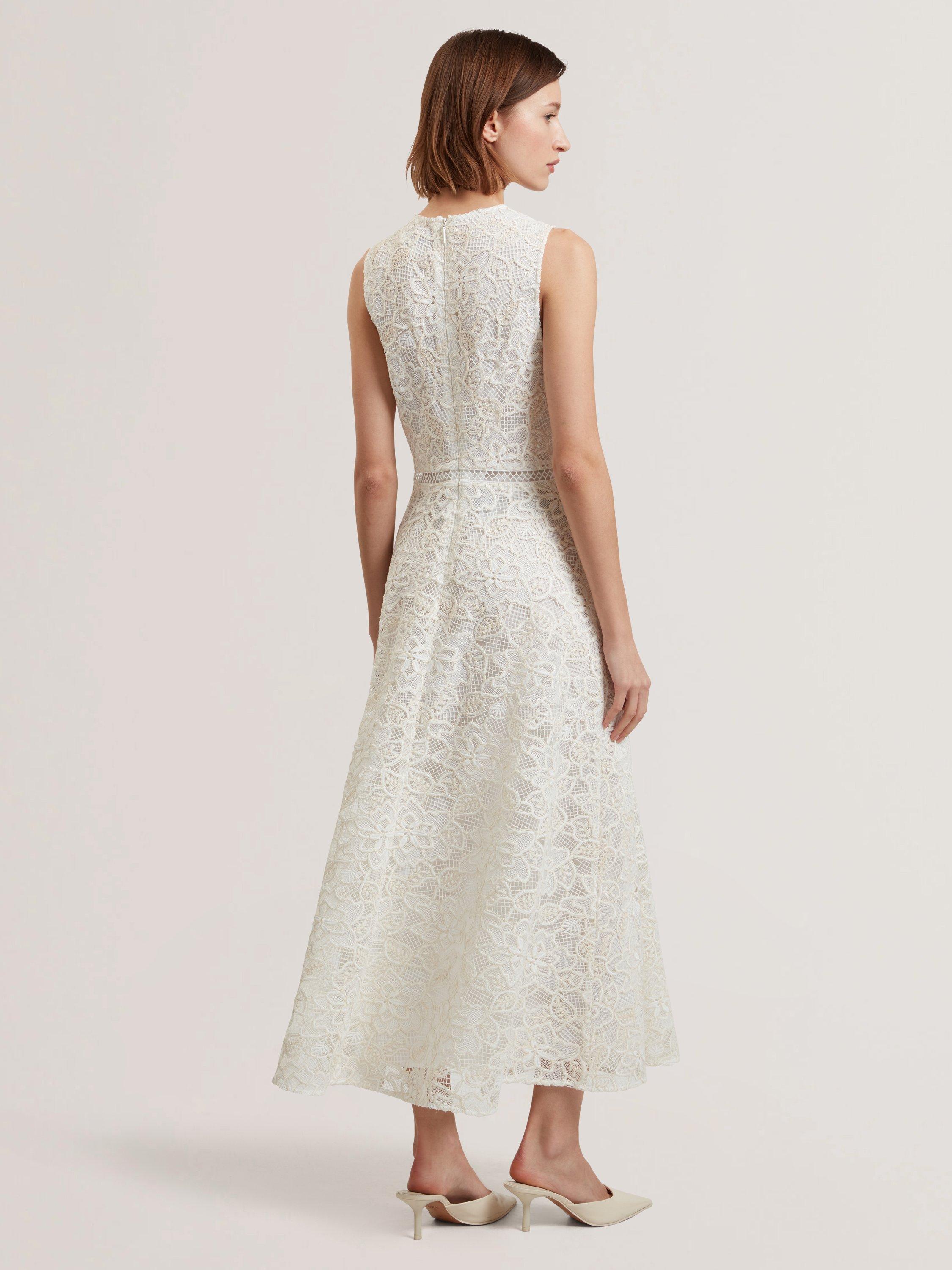 Product image 2 of 5, which shows Ted Baker Darlei Lace A-Line Midi Dress, White, 6