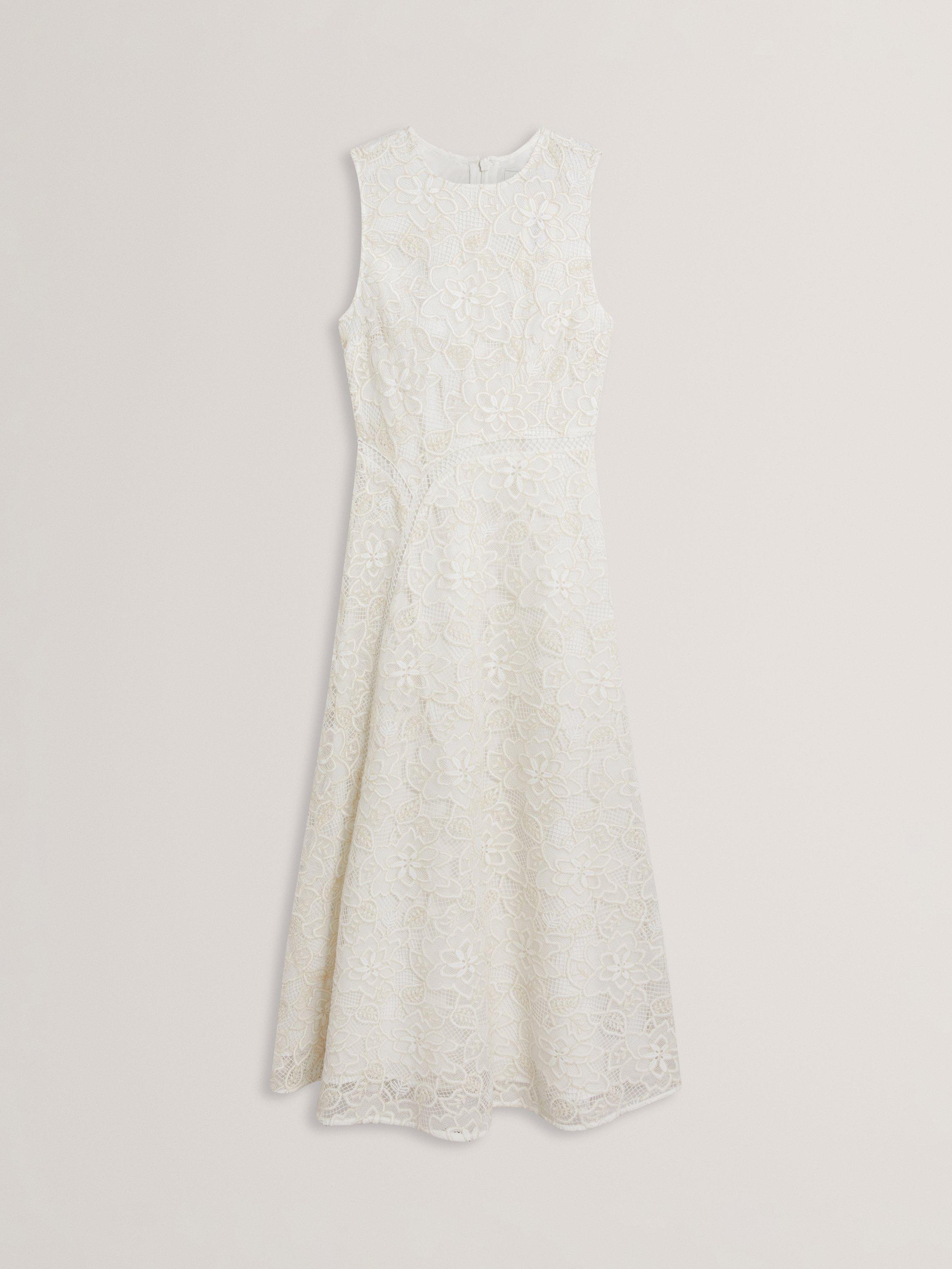 Product image 5 of 5, which shows Ted Baker Darlei Lace A-Line Midi Dress, White, 6