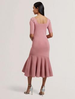 Ted Baker Miyhaa Knitted Flippy Skirt Sleeveless Midi Dress, Pink - view 2, Pink