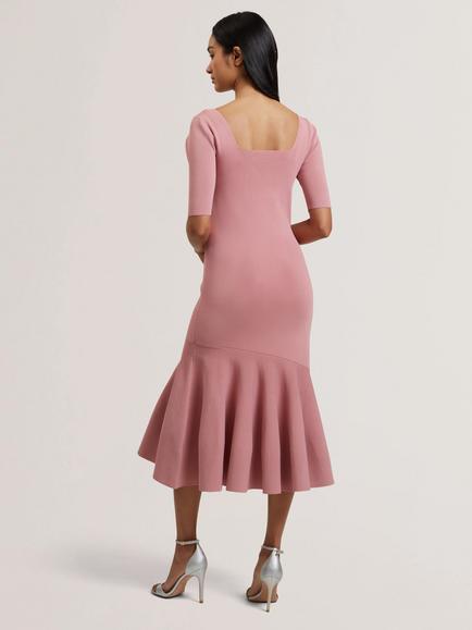 Ted Baker Miyhaa Knitted Flippy Skirt Sleeveless Midi Dress, Pink - view 2, Pink