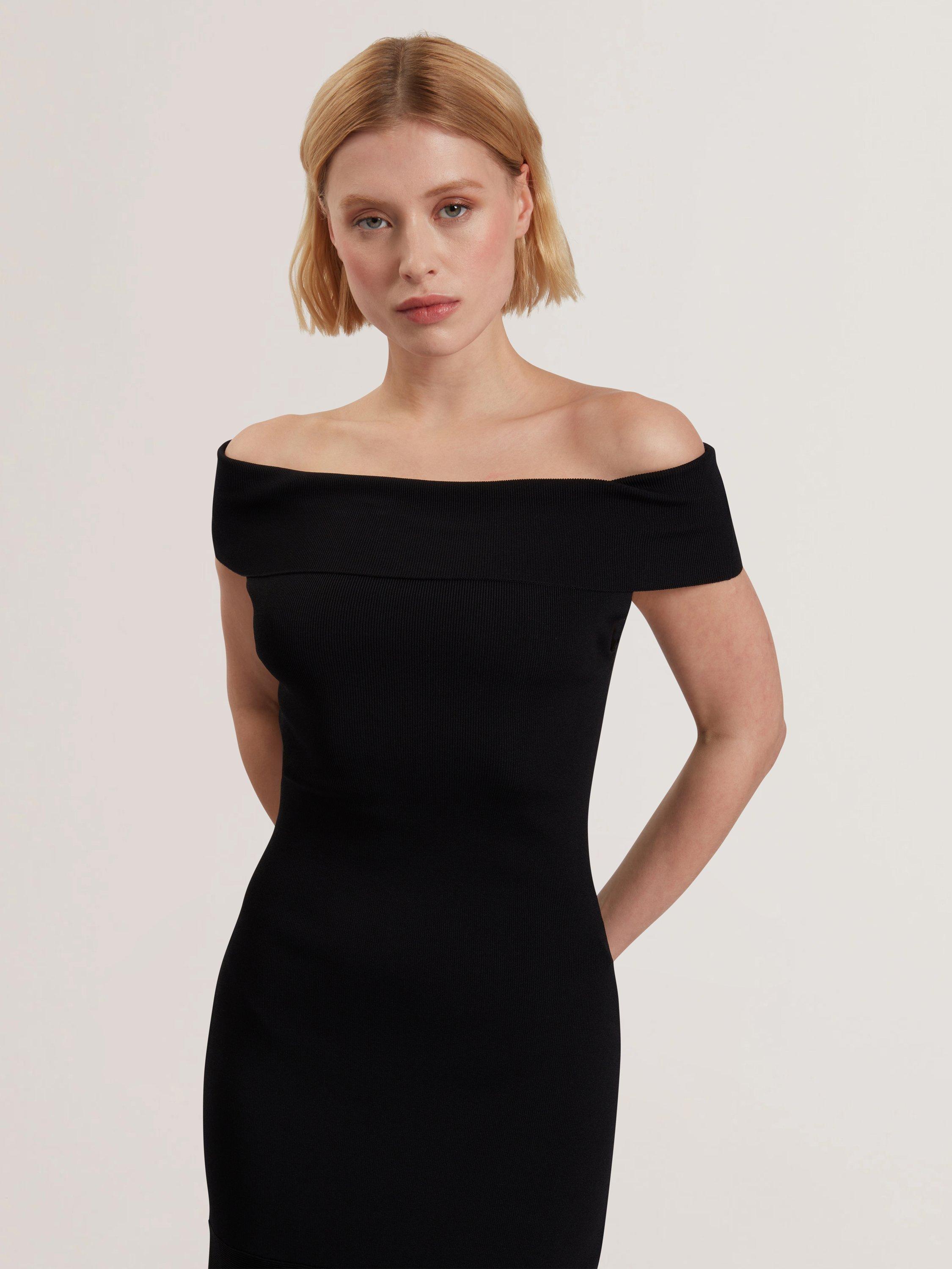 Product image 3 of 5, which shows Ted Baker Suannaa Dropped Waist Knit Bodice Woven Skirt Dress, Black, 6