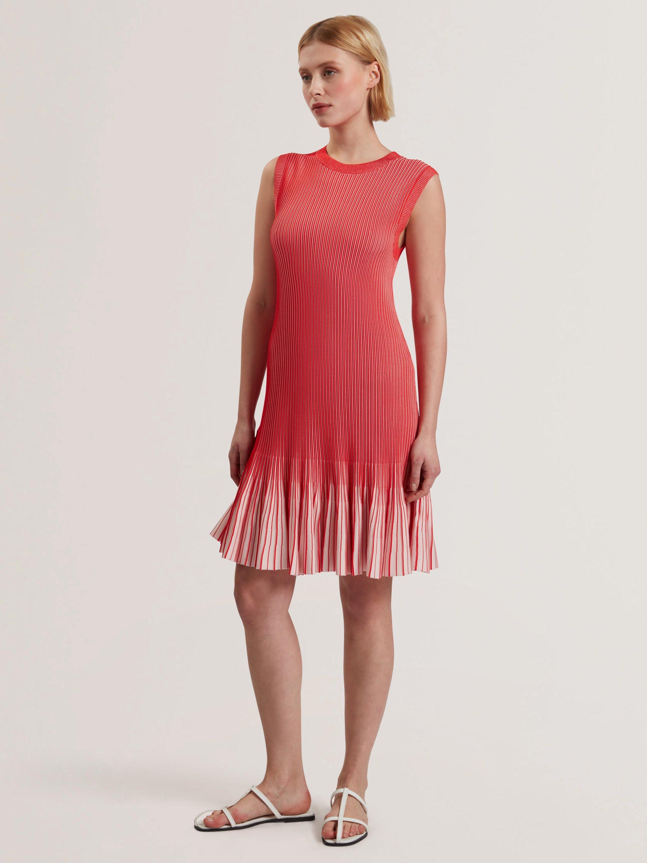 Product image 1 of 5, which shows Ted Baker Textured Stripe Flippy Skirt Mini Dress, Red, 8