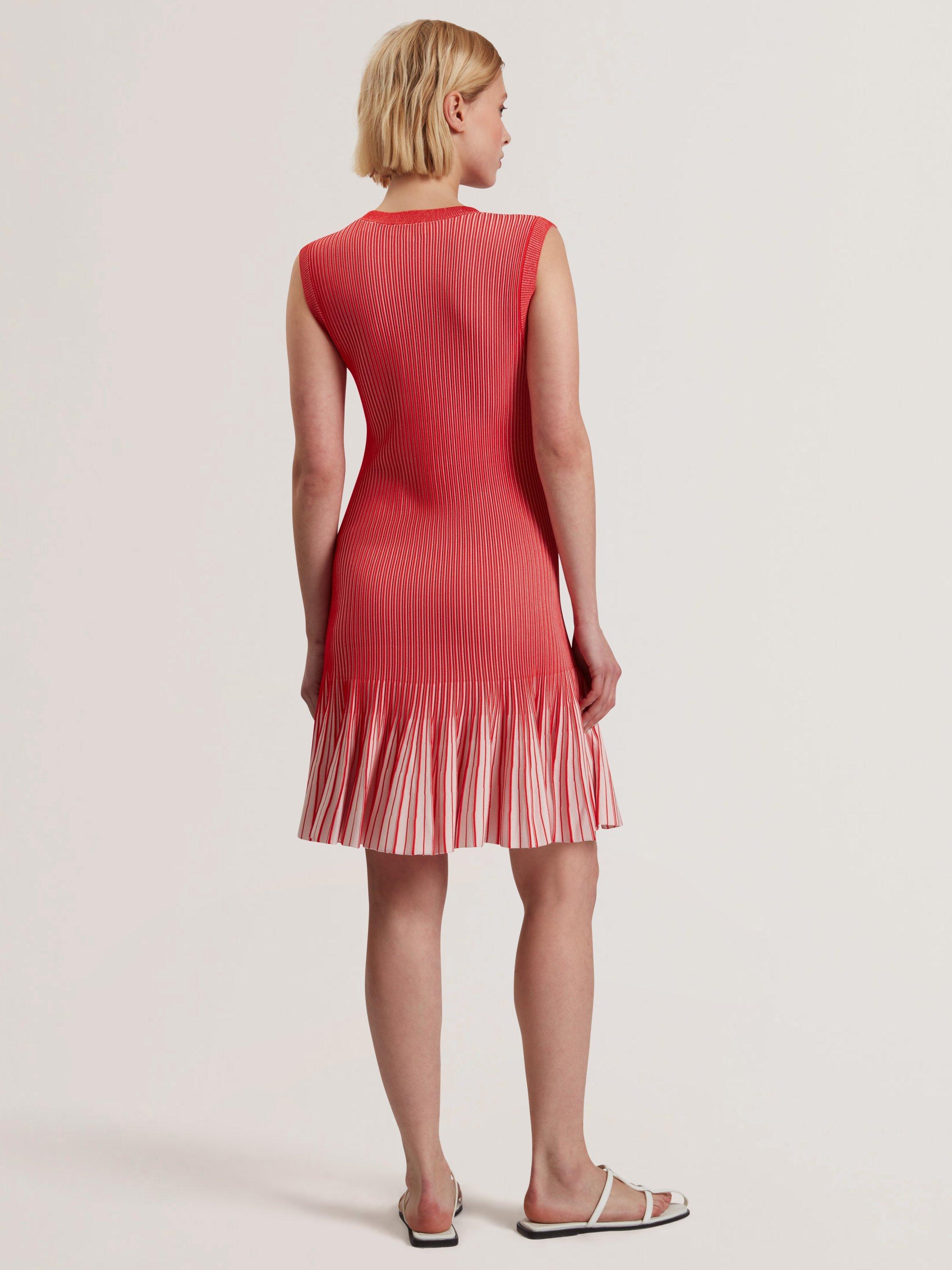 Product image 2 of 5, which shows Ted Baker Textured Stripe Flippy Skirt Mini Dress, Red, 8