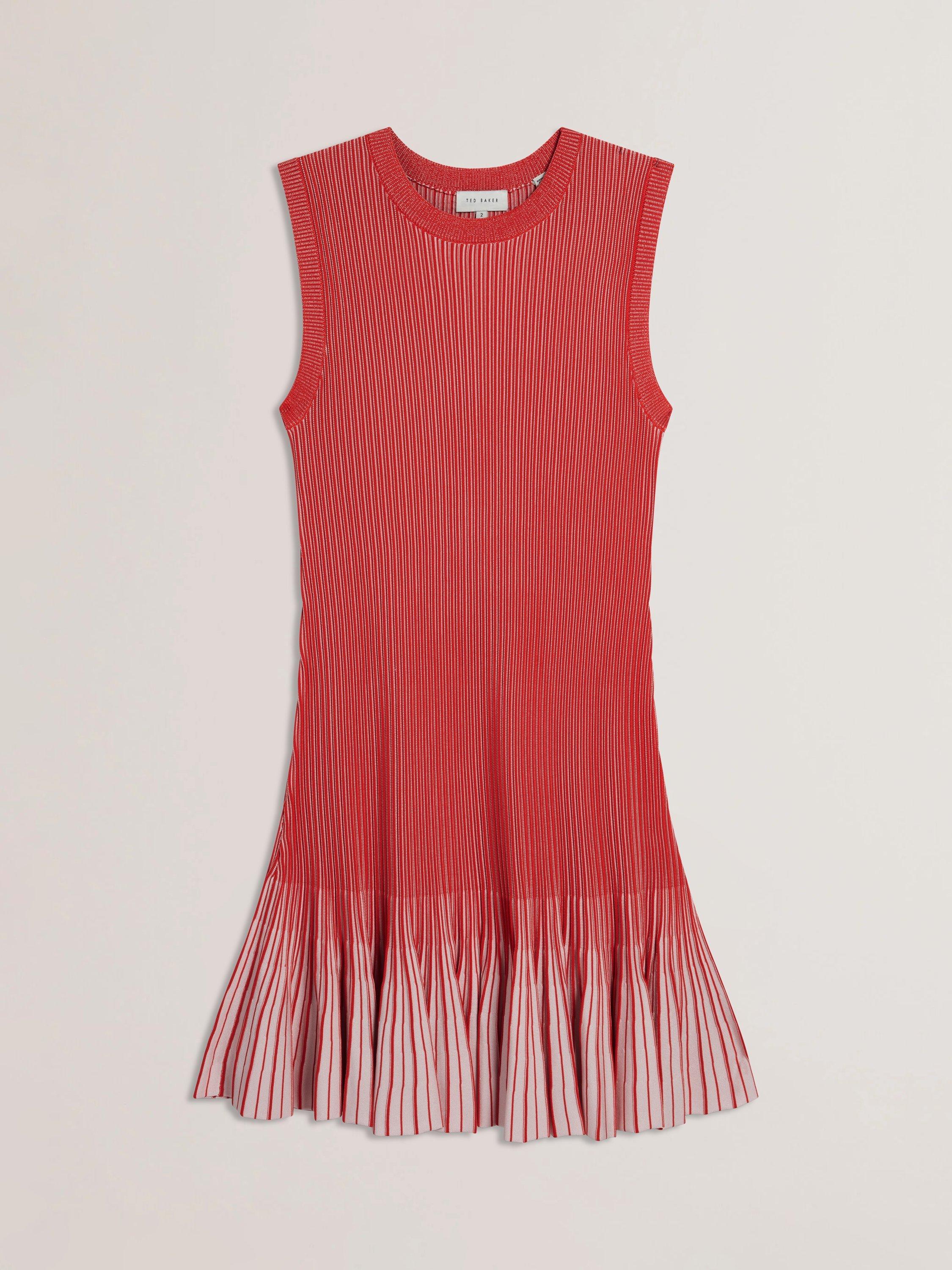 Product image 5 of 5, which shows Ted Baker Textured Stripe Flippy Skirt Mini Dress, Red, 8