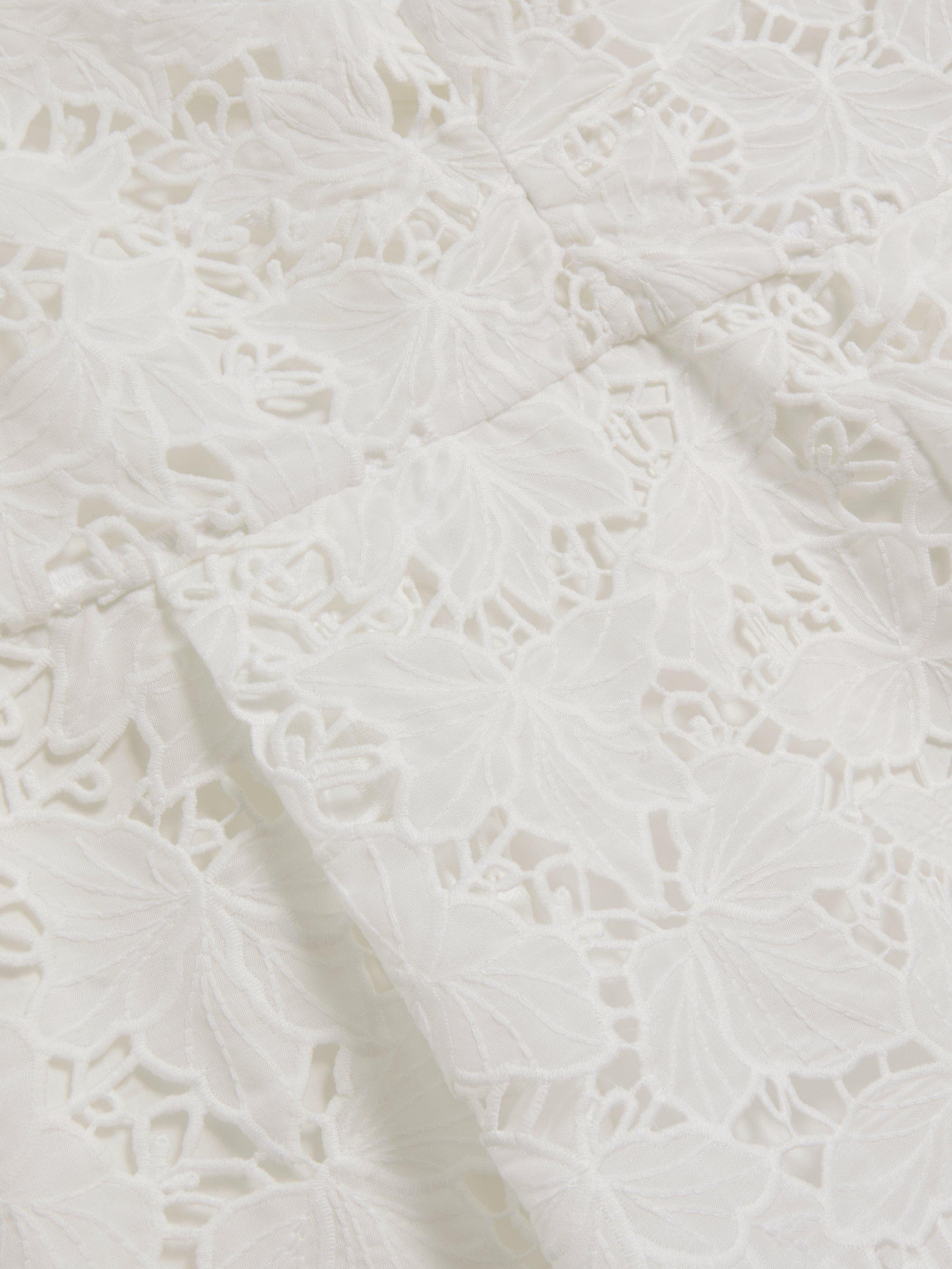 Product image 5 of 6, which shows Ted Baker Ellari Lace Puff Sleeve Peplum Blouse, White, 6