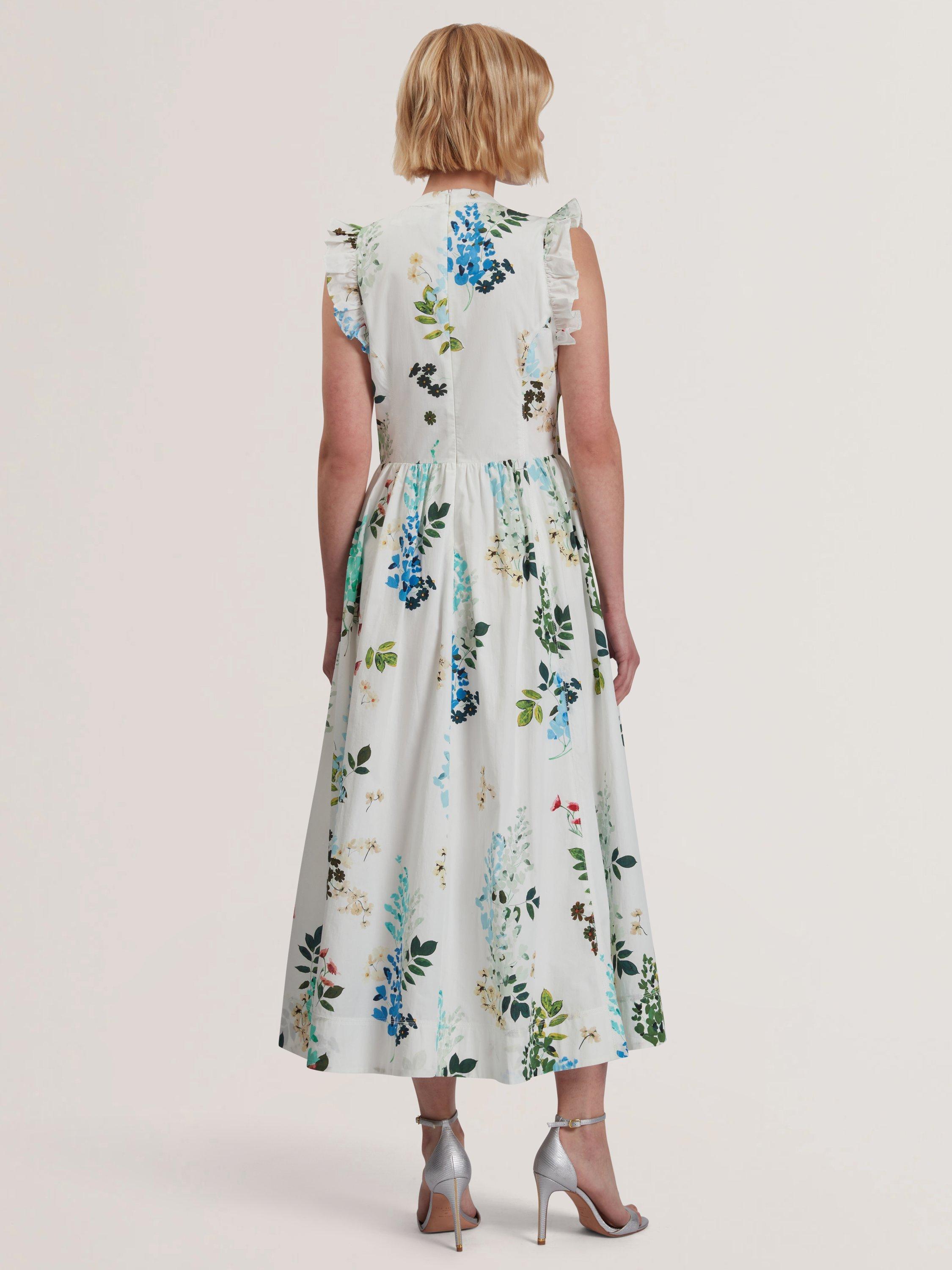 Product image 2 of 5, which shows Ted Baker Giolia Leaves Midi Dress, White, 12