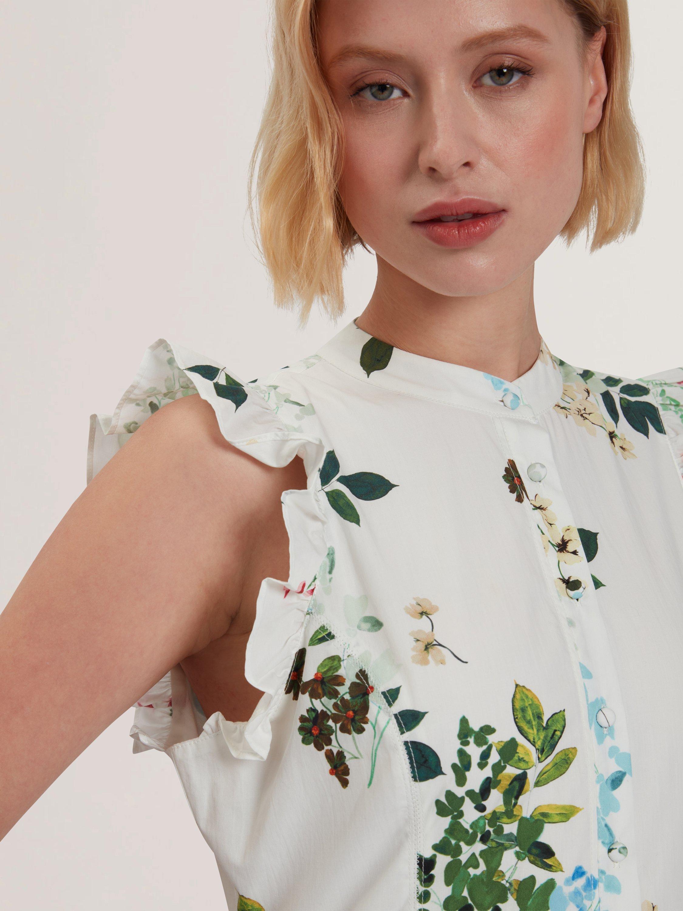 Product image 3 of 5, which shows Ted Baker Giolia Leaves Midi Dress, White, 12
