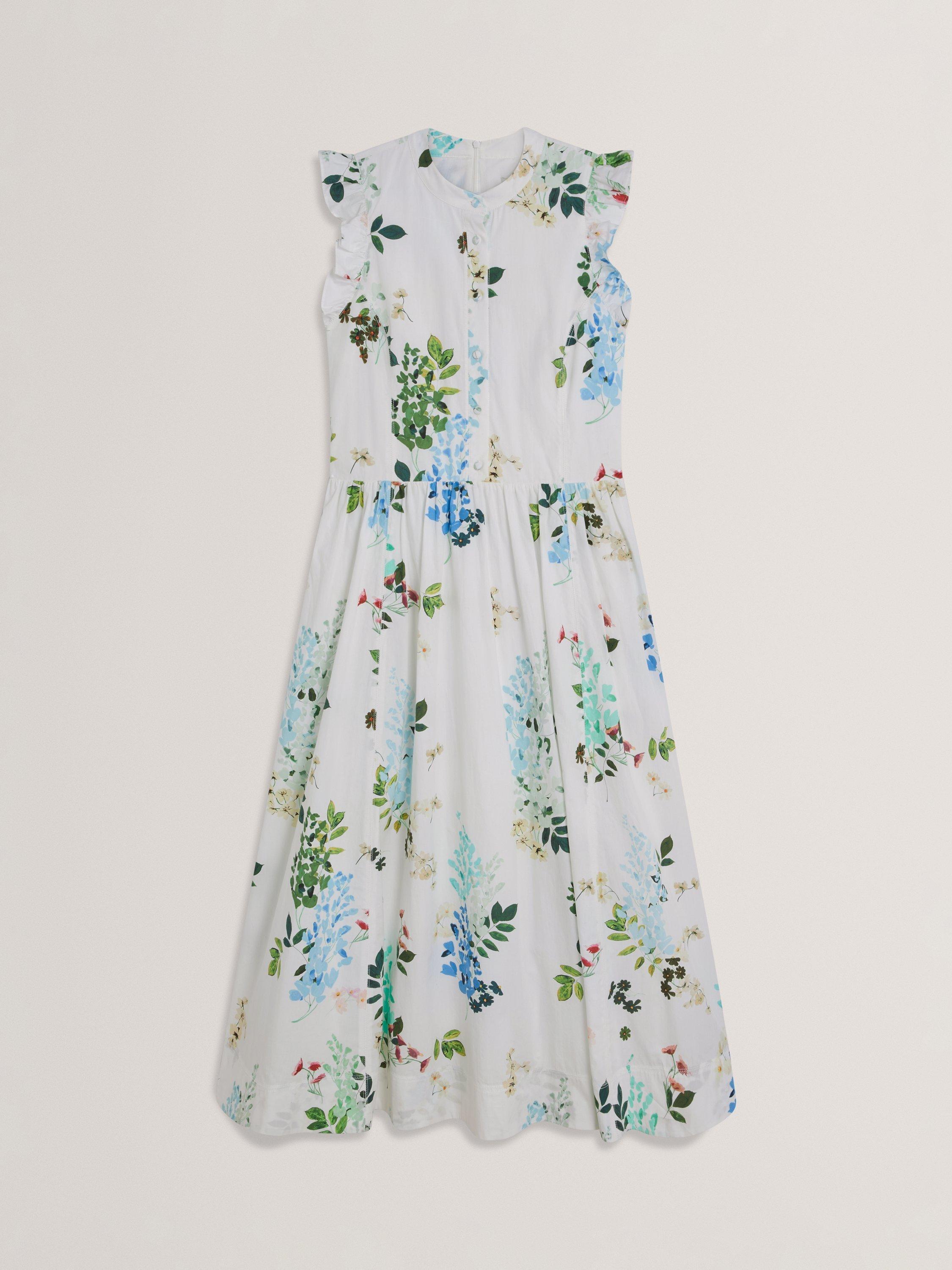 Product image 5 of 5, which shows Ted Baker Giolia Leaves Midi Dress, White, 12