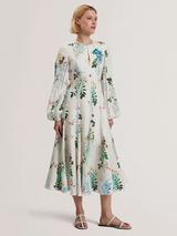 Ted Baker Giolia Leaves Midi Dress, White