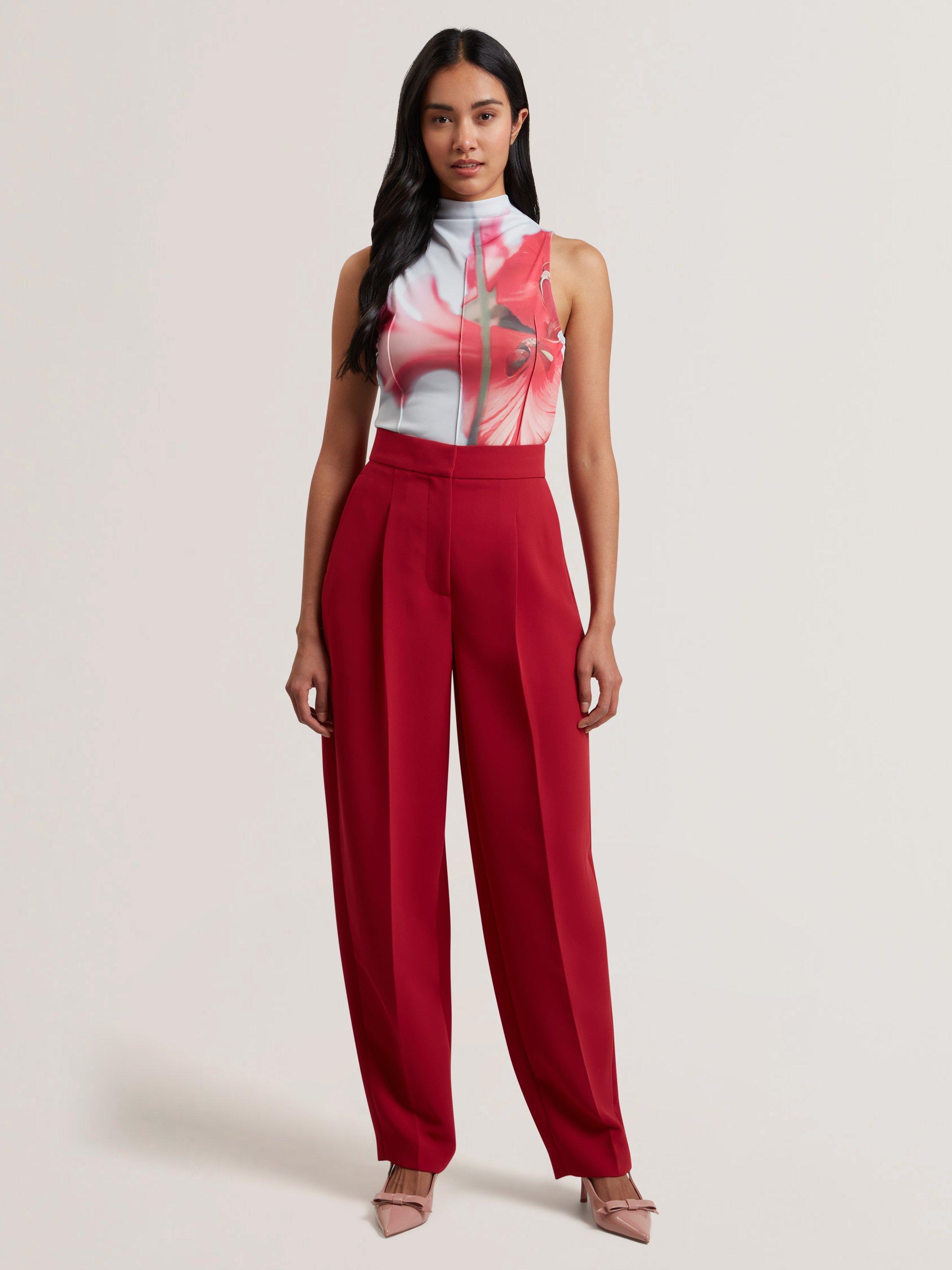 Product image 3 of 6, which shows Ted Baker Harplnn Floral Crepe Jersey Top, Pale Blue/Red, 6