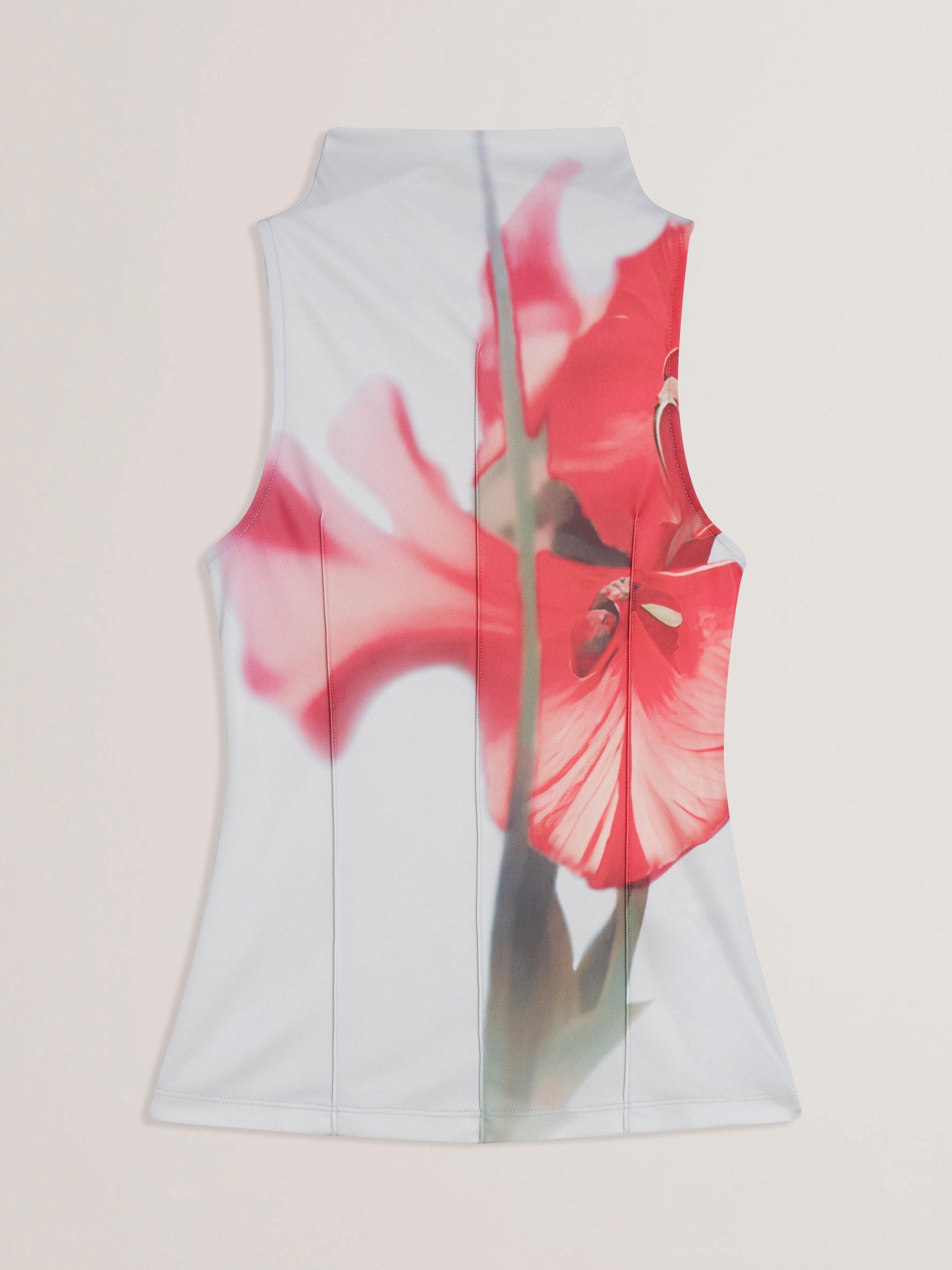 Product image 6 of 6, which shows Ted Baker Harplnn Floral Crepe Jersey Top, Pale Blue/Red, 6