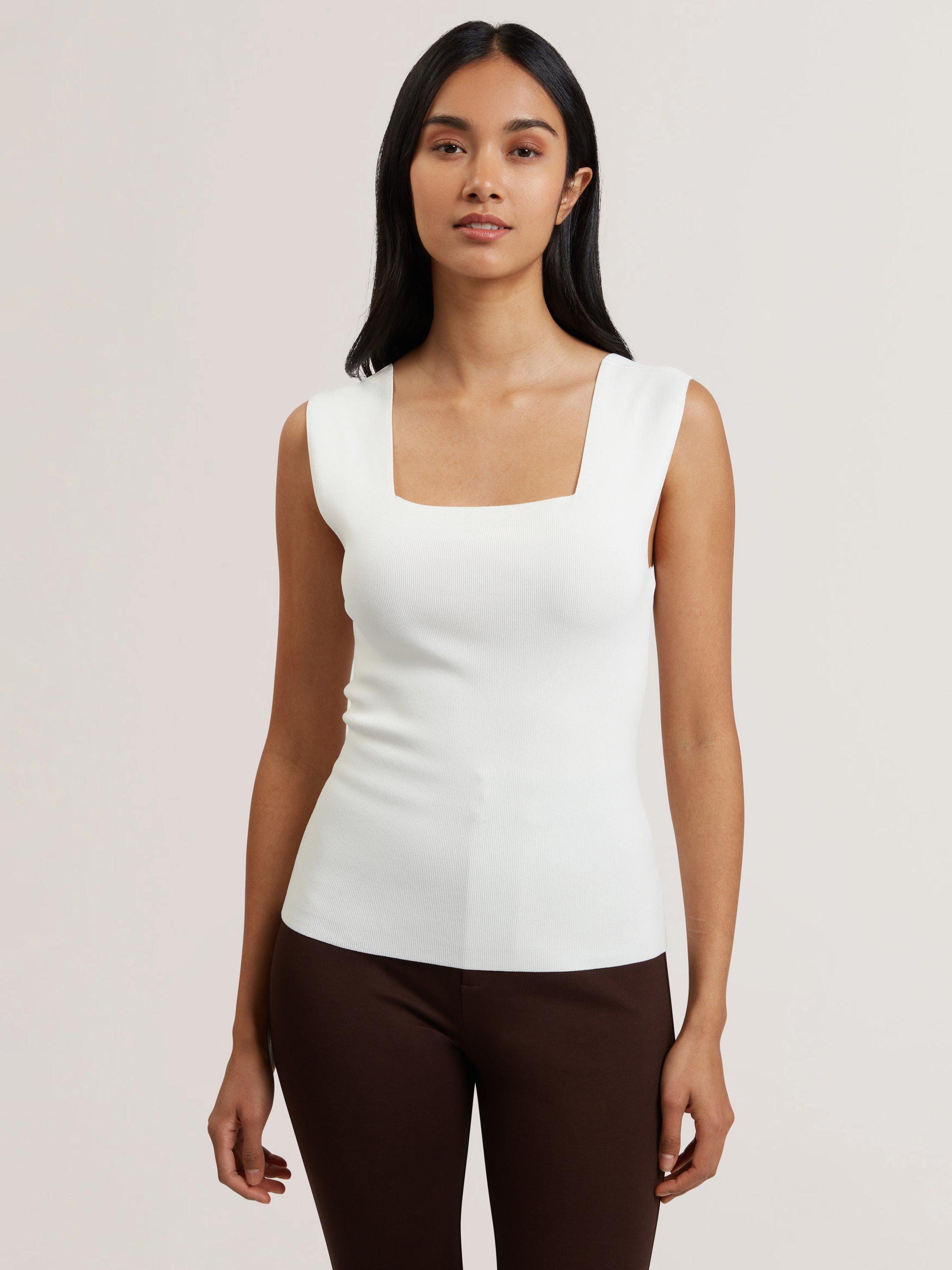 Product image 2 of 6, which shows Ted Baker Binkkii Square Neck Knit Top, White, 6