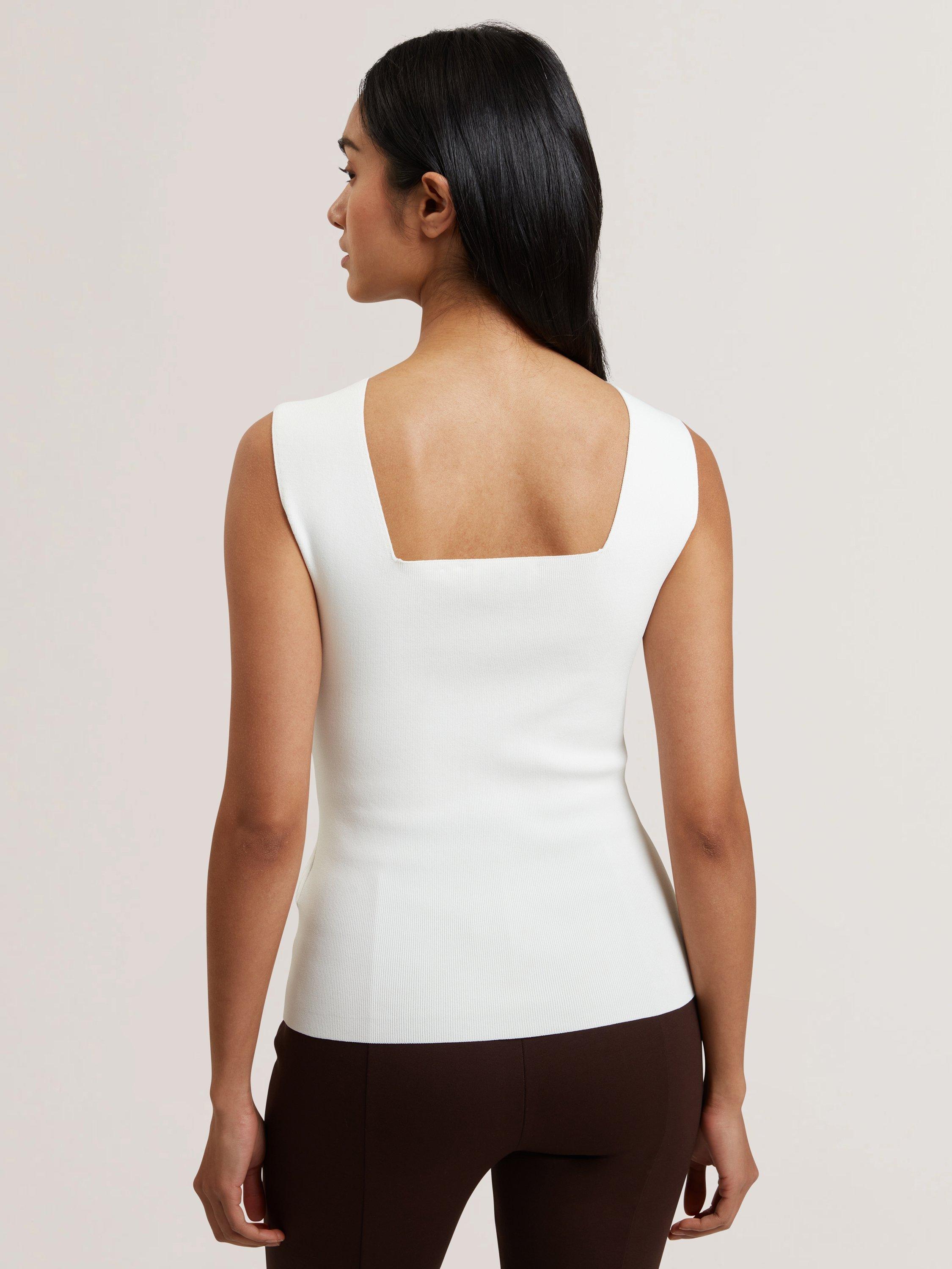 Product image 3 of 6, which shows Ted Baker Binkkii Square Neck Knit Top, White, 6