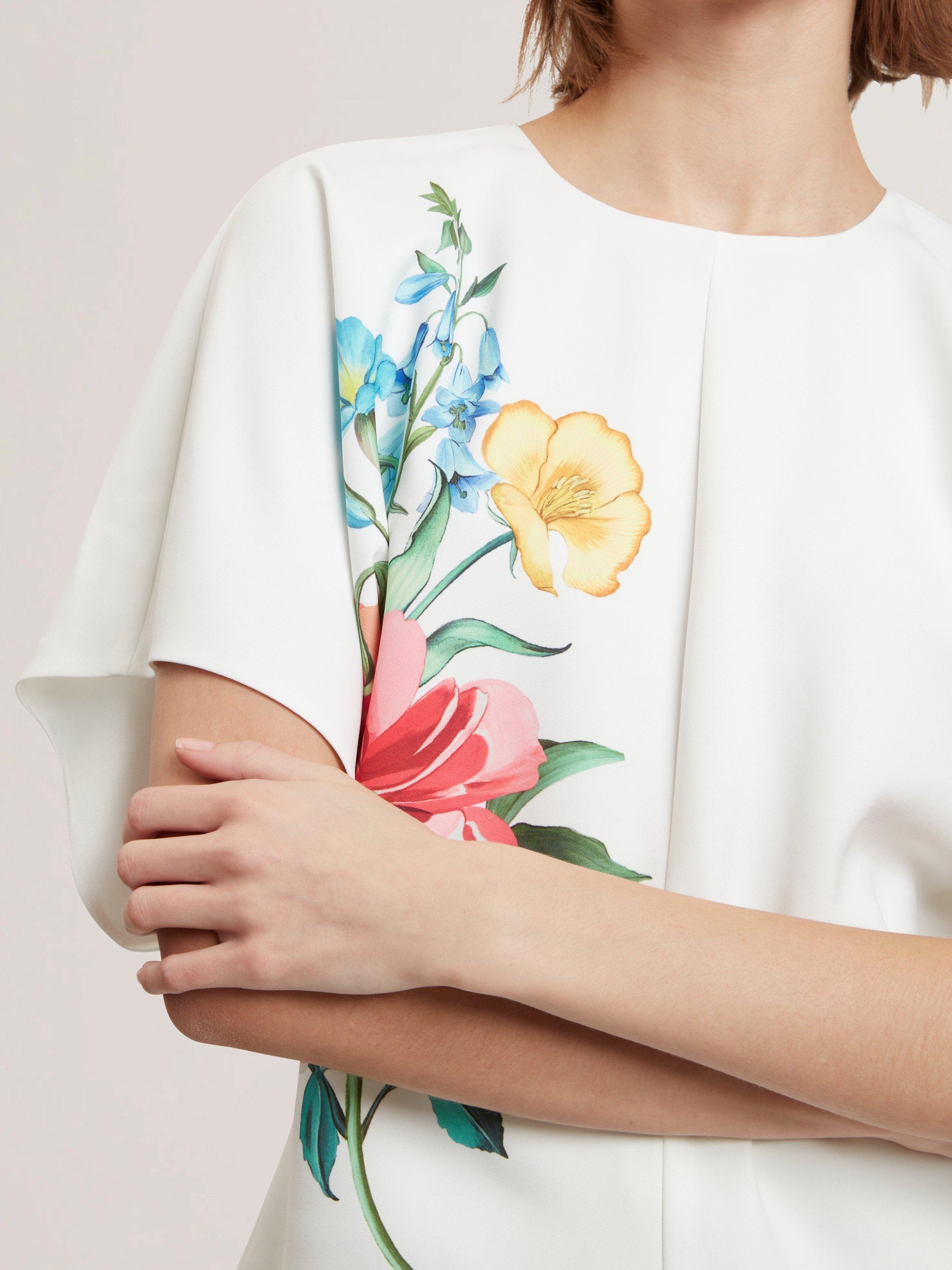Product image 3 of 6, which shows Ted Baker Lahnaa Slouch Sleeve Waisted Top, White, 6