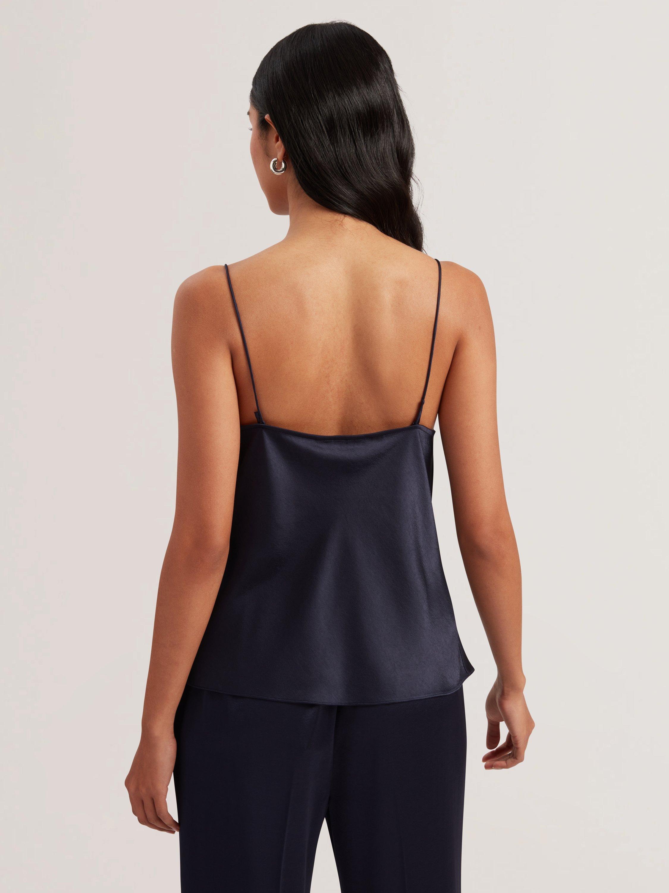 Product image 2 of 4, which shows Ted Baker Satin Cowl Neck Cami Top, Navy, 8
