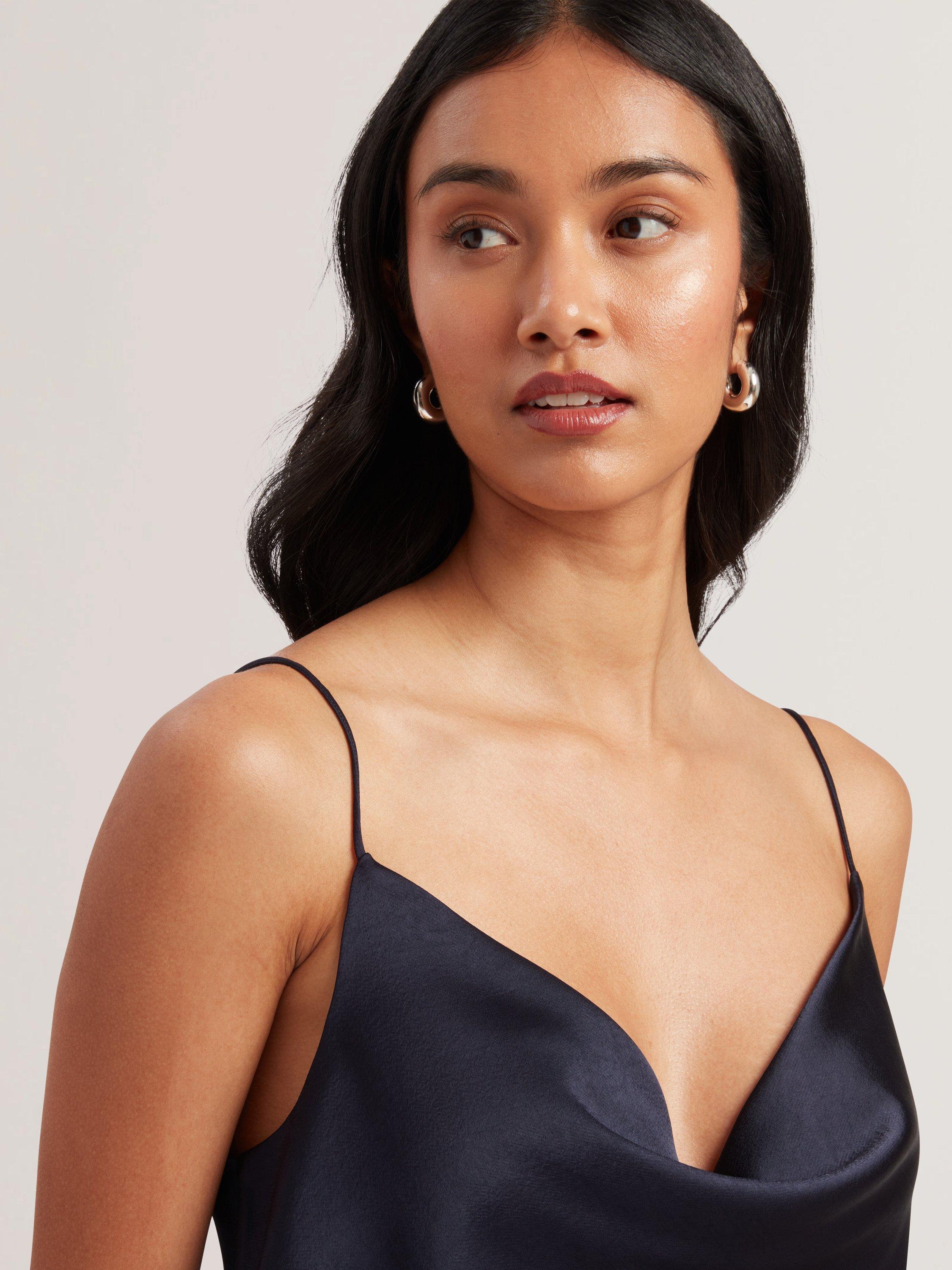 Product image 3 of 4, which shows Ted Baker Satin Cowl Neck Cami Top, Navy, 8