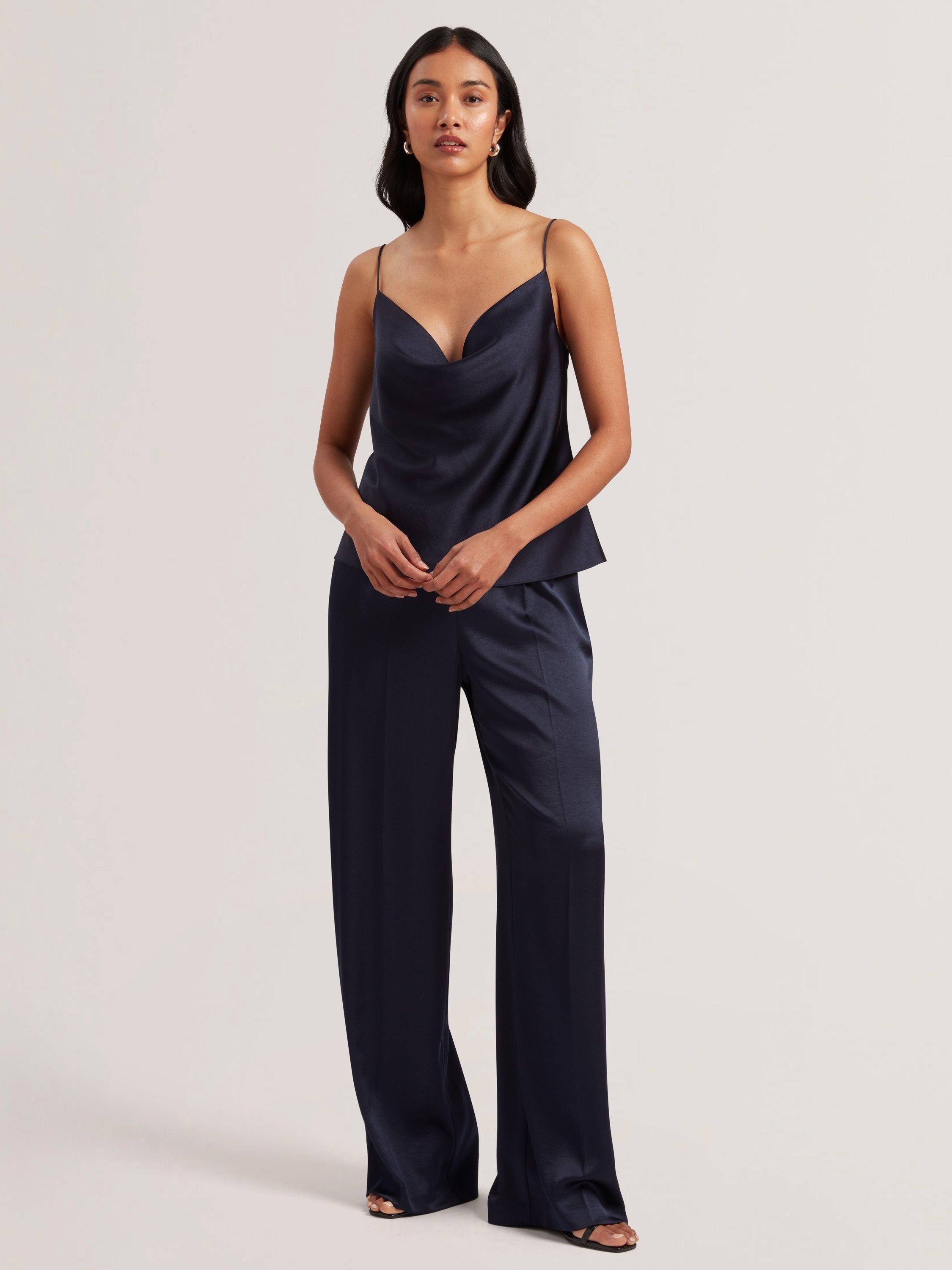 Product image 4 of 4, which shows Ted Baker Satin Cowl Neck Cami Top, Navy, 8