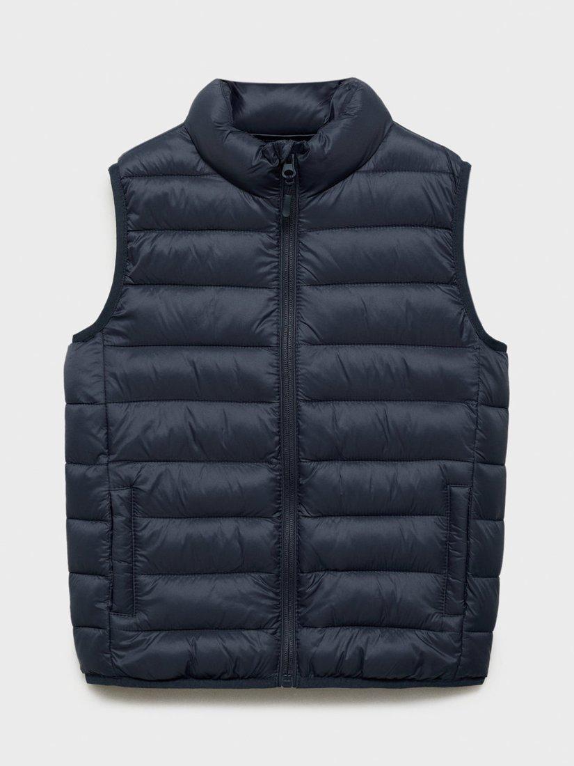 Mango Kids' Alvaro Quilted Gilet, Navy