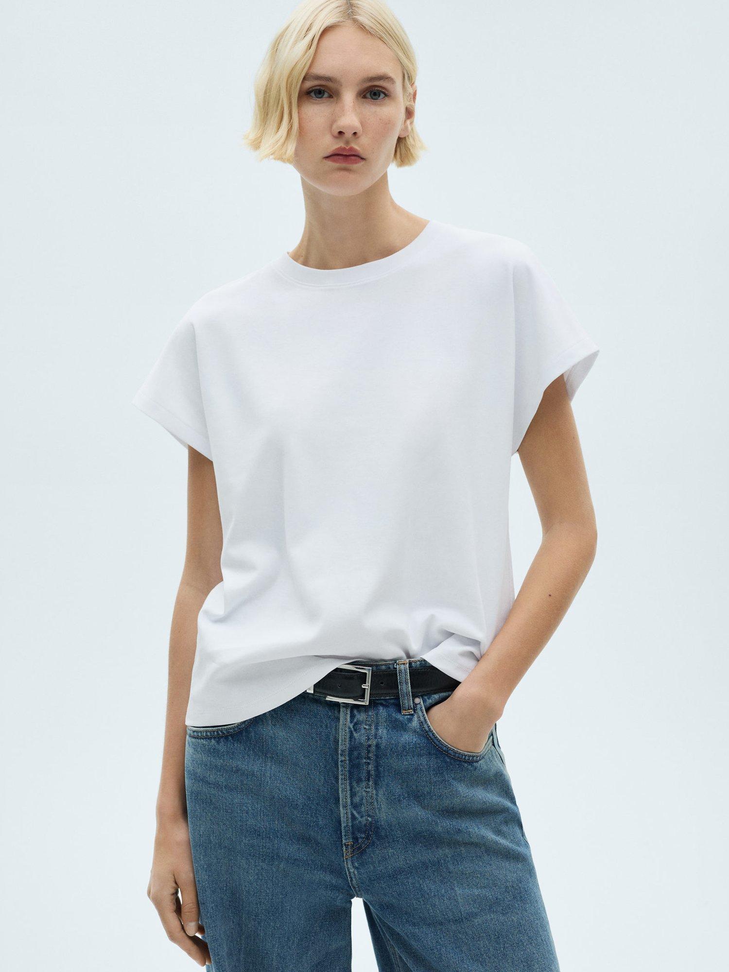 Mango Sevilla Cotton T-Shirt, White