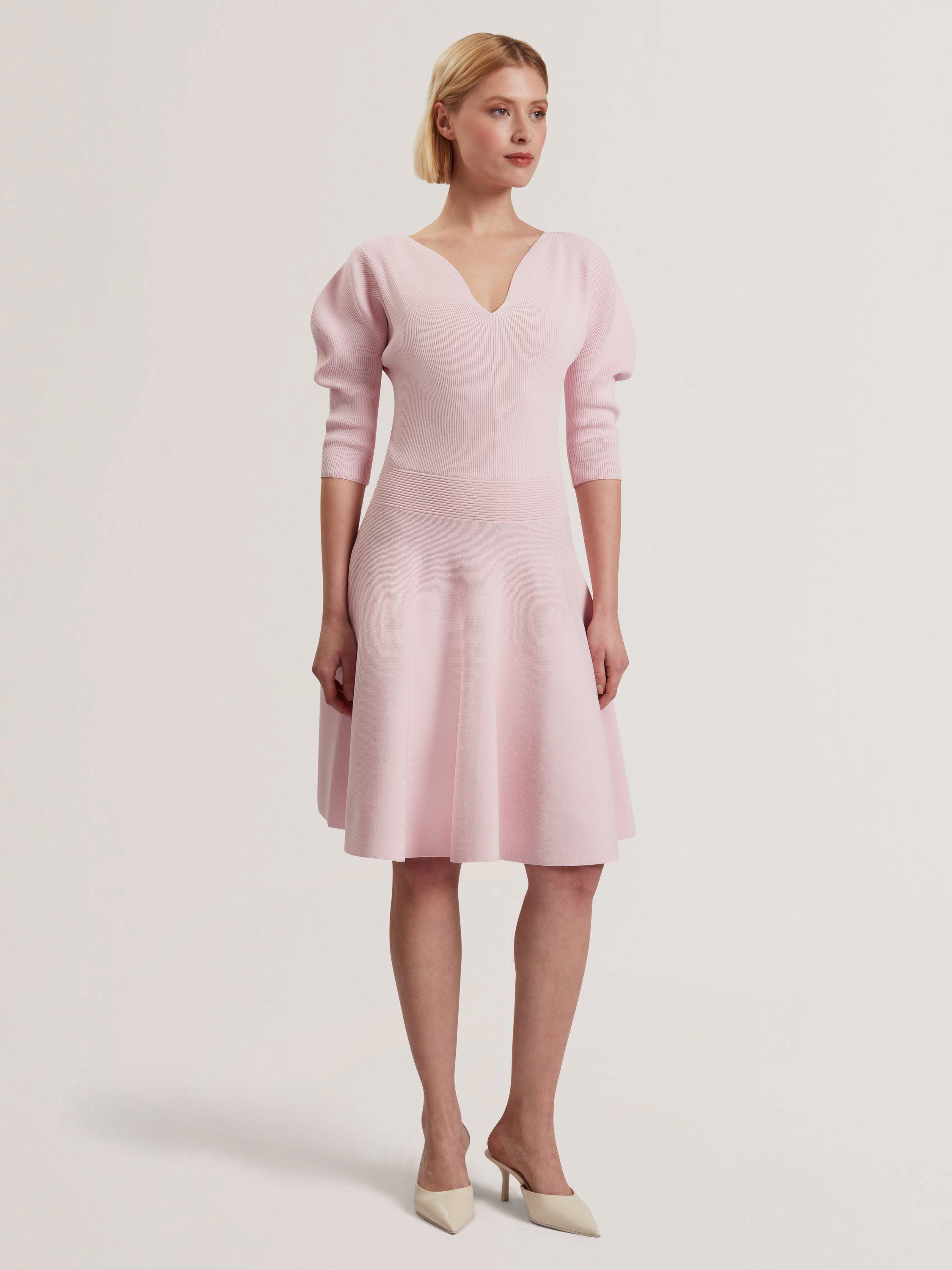 Product image 1 of 5, which shows Ted Baker Sculptured Knit Skater Dress, Light Pink, 6