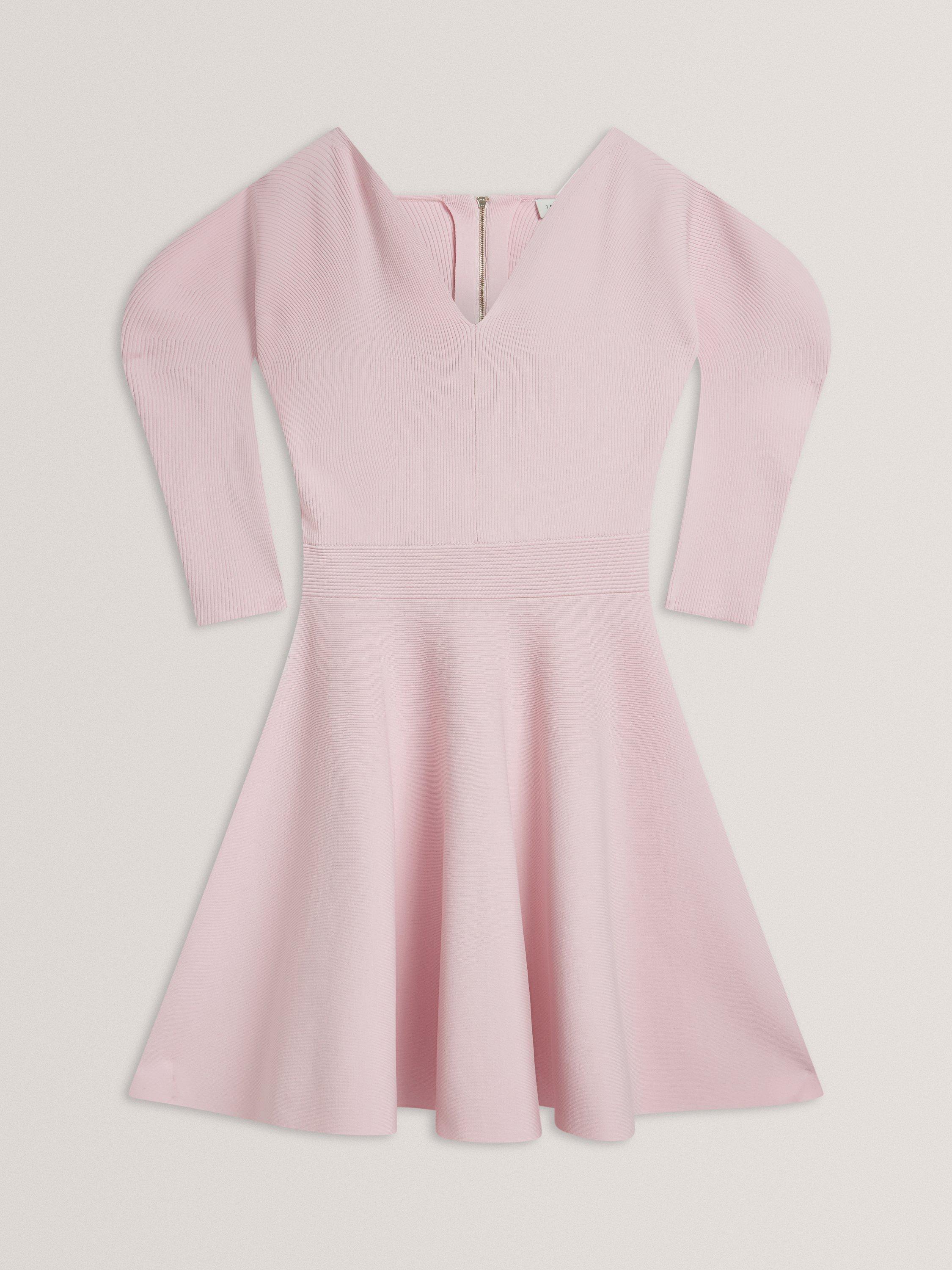 Product image 5 of 5, which shows Ted Baker Sculptured Knit Skater Dress, Light Pink, 6