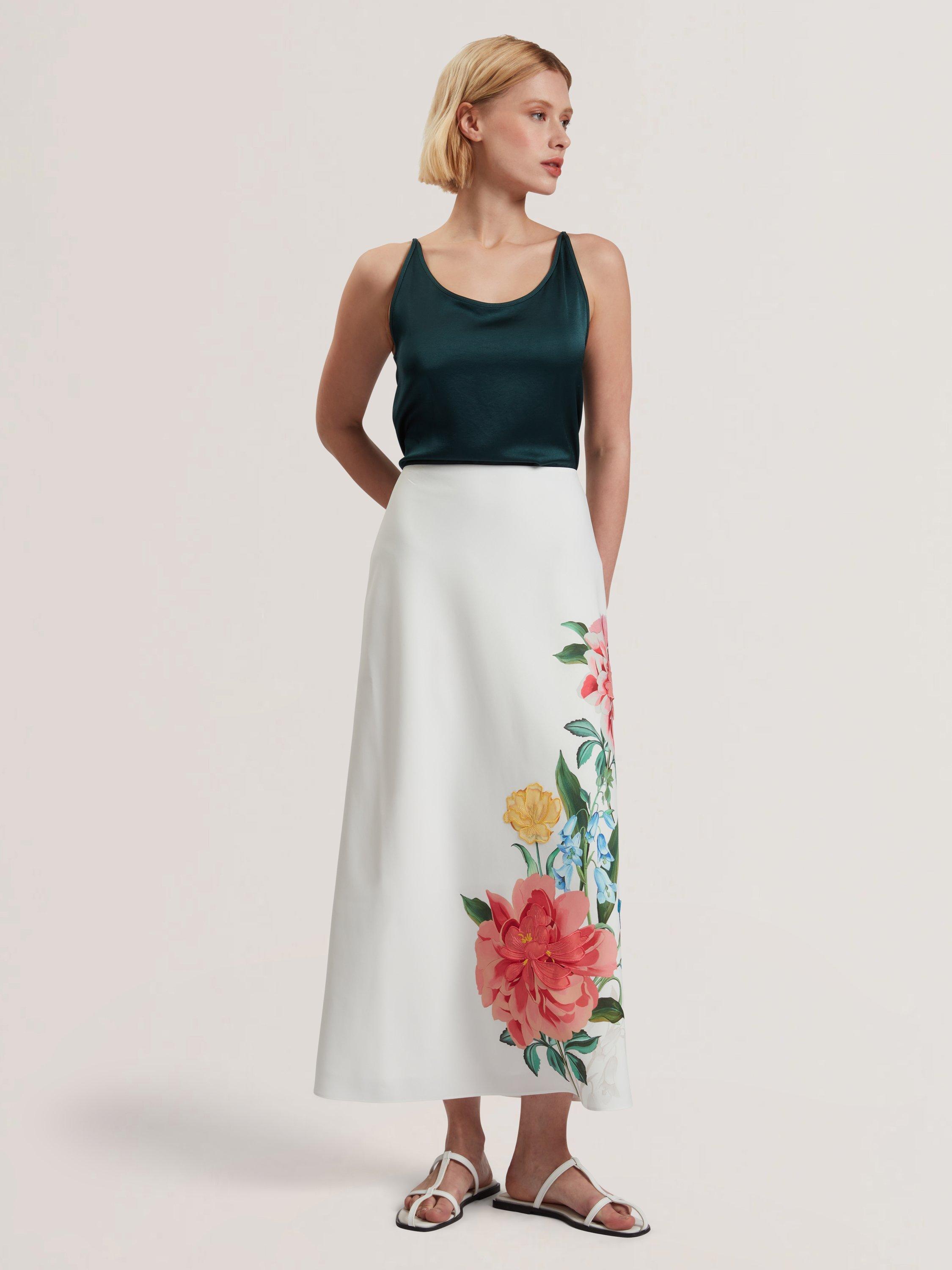 Product image 3 of 6, which shows Ted Baker Casla Floral Skirt, Multi, 6