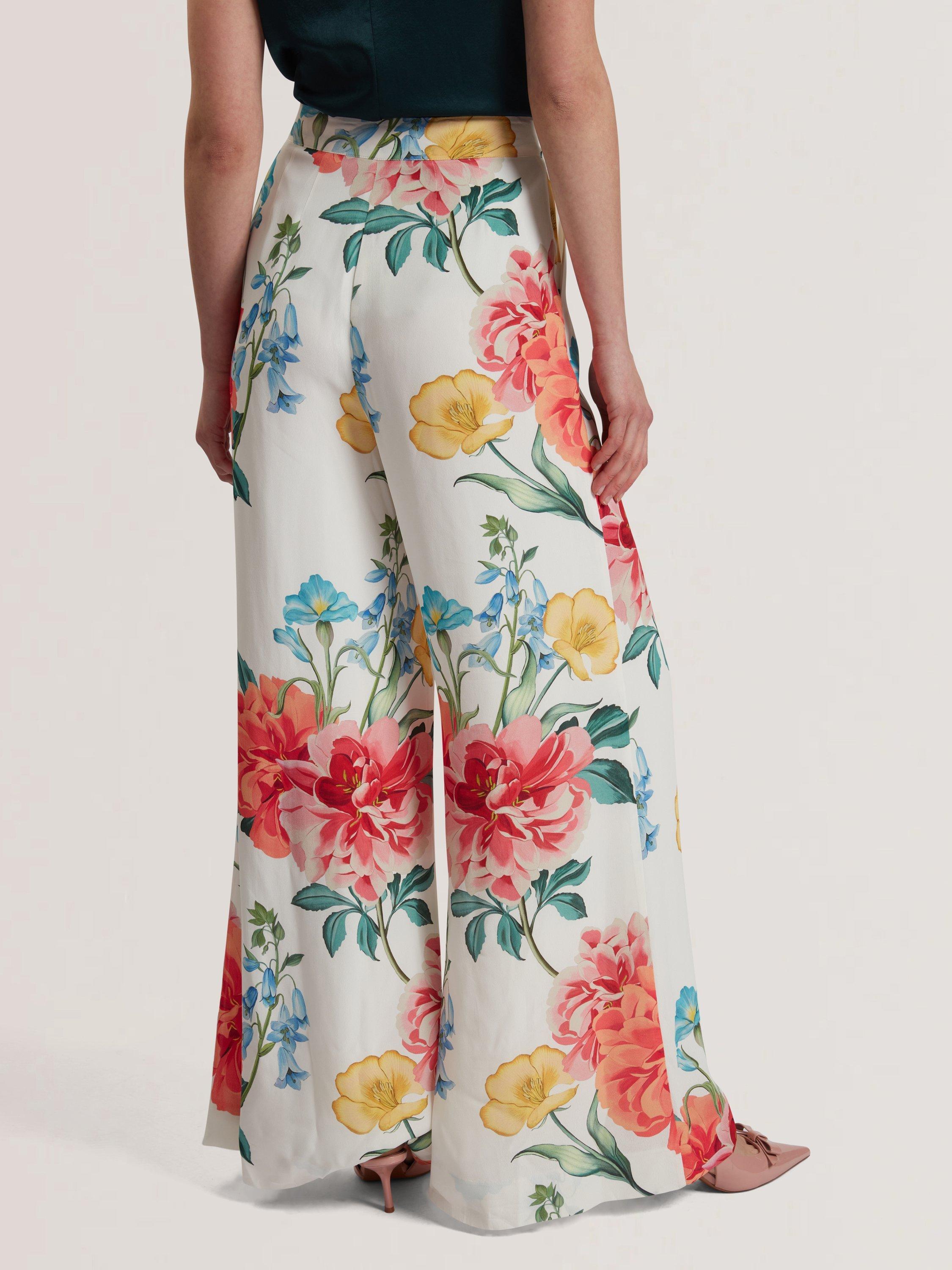 Product image 2 of 6, which shows Ted Baker Graphic Floral Trousers, Multi, 8