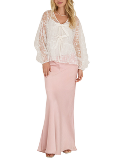 A-VIEW Brodea Embroidered Sheer Blouse, White, White