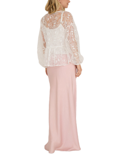 A-VIEW Brodea Embroidered Sheer Blouse, White - view 2, White