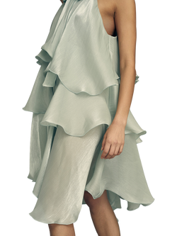 A-VIEW Demi Bow Halterneck Layered Knee Length Dress, Light Blue - view 2, Light Blue